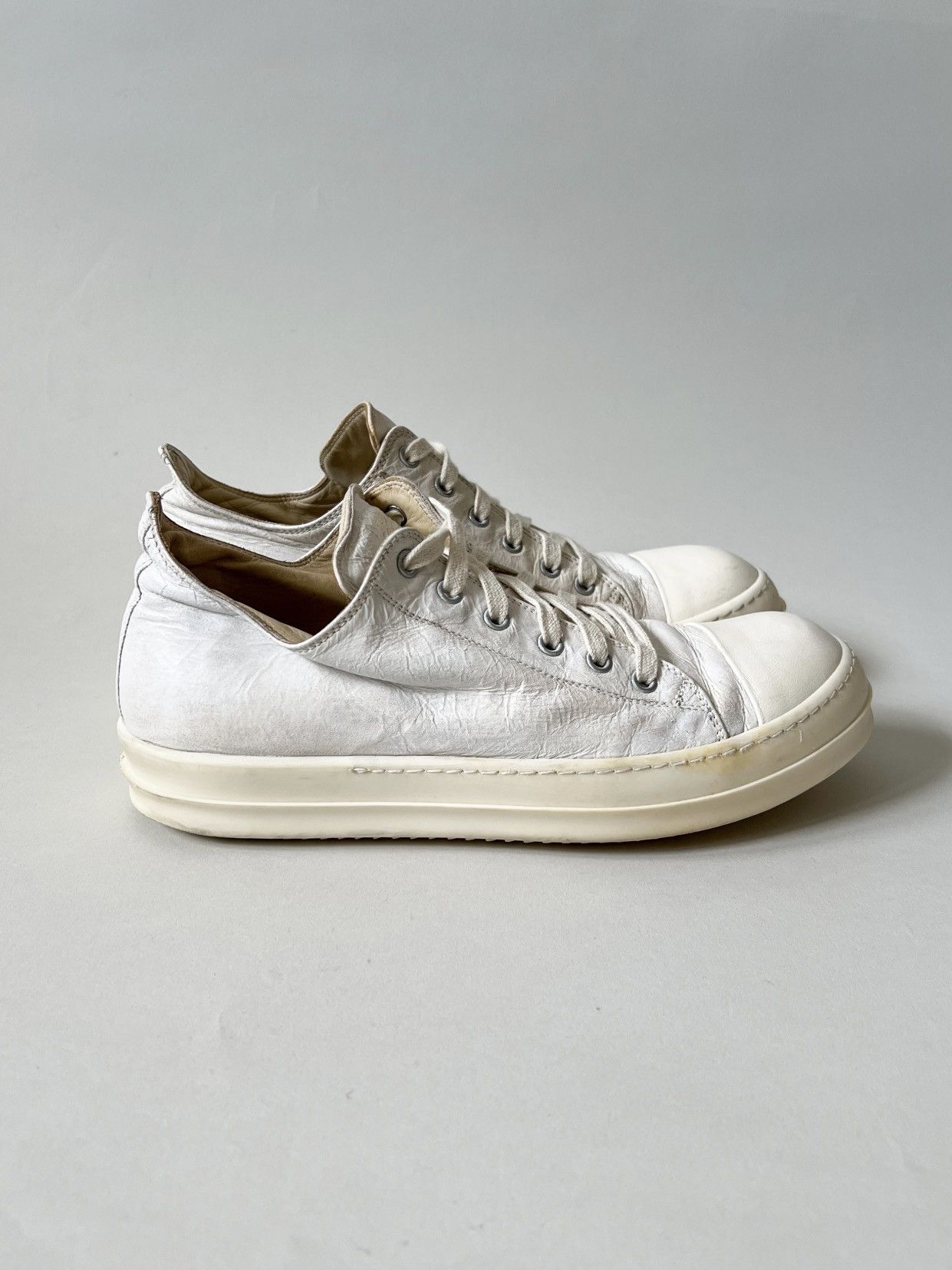 Rick Owens Rick Owens White Painted Leather Low Ramones Size US 8 / EU 41 - 6 Thumbnail