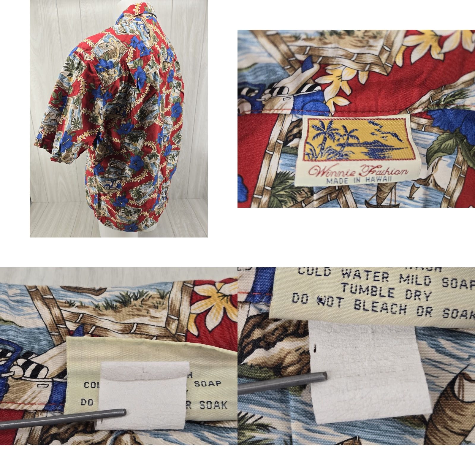 Vintage VINTAGE Winnie Fashion Mens Red Hawaiian Shirt Size Large Floral 90s Vintage Hawaiian Shirt Mens Red Size US L / EU 52-54 / 3 - 8 Thumbnail