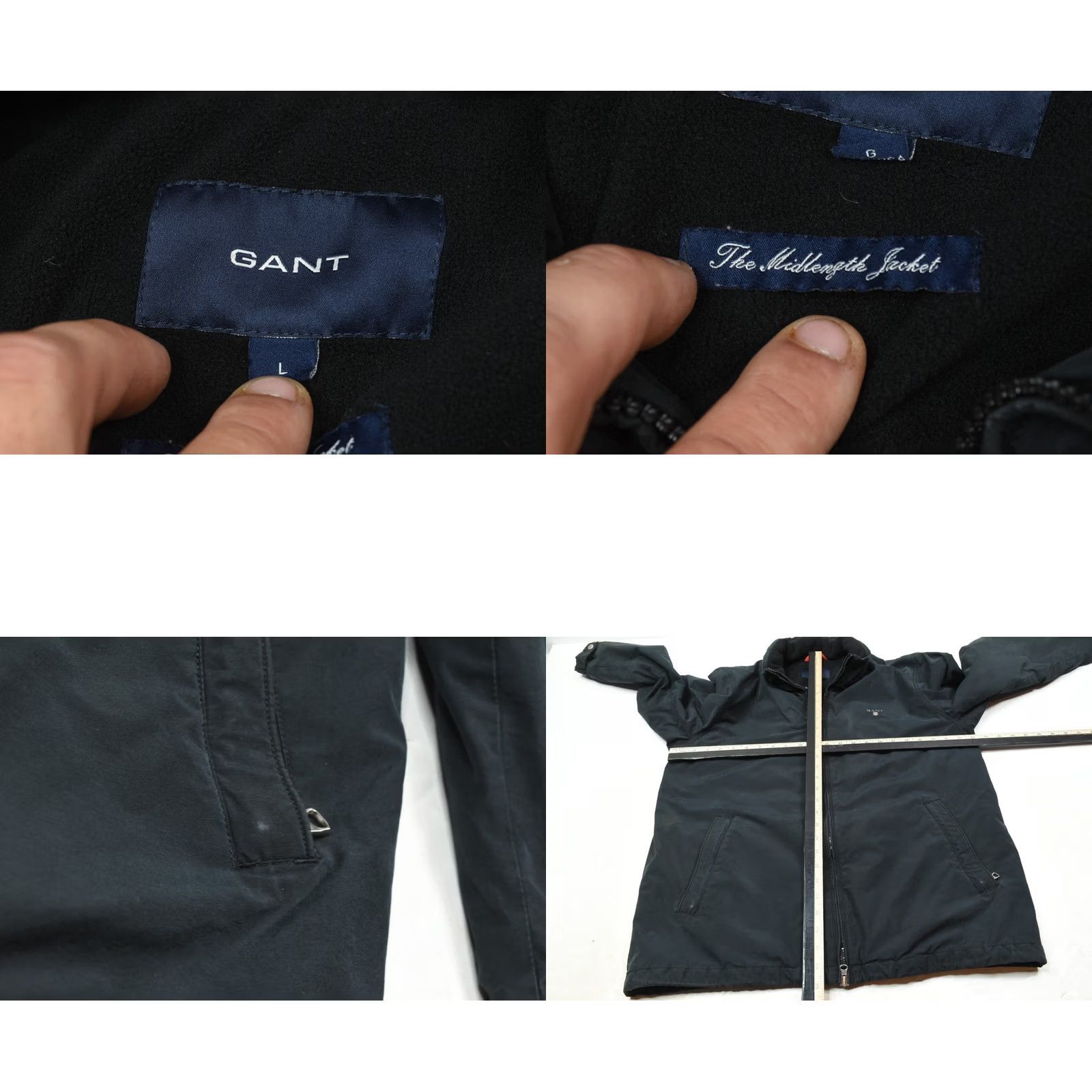 Gant GANT The Midlength Jacket Mens Large Black Long Sleeve Full-Zip Fleece Lined Size US L / EU 52-54 / 3 - 8 Thumbnail