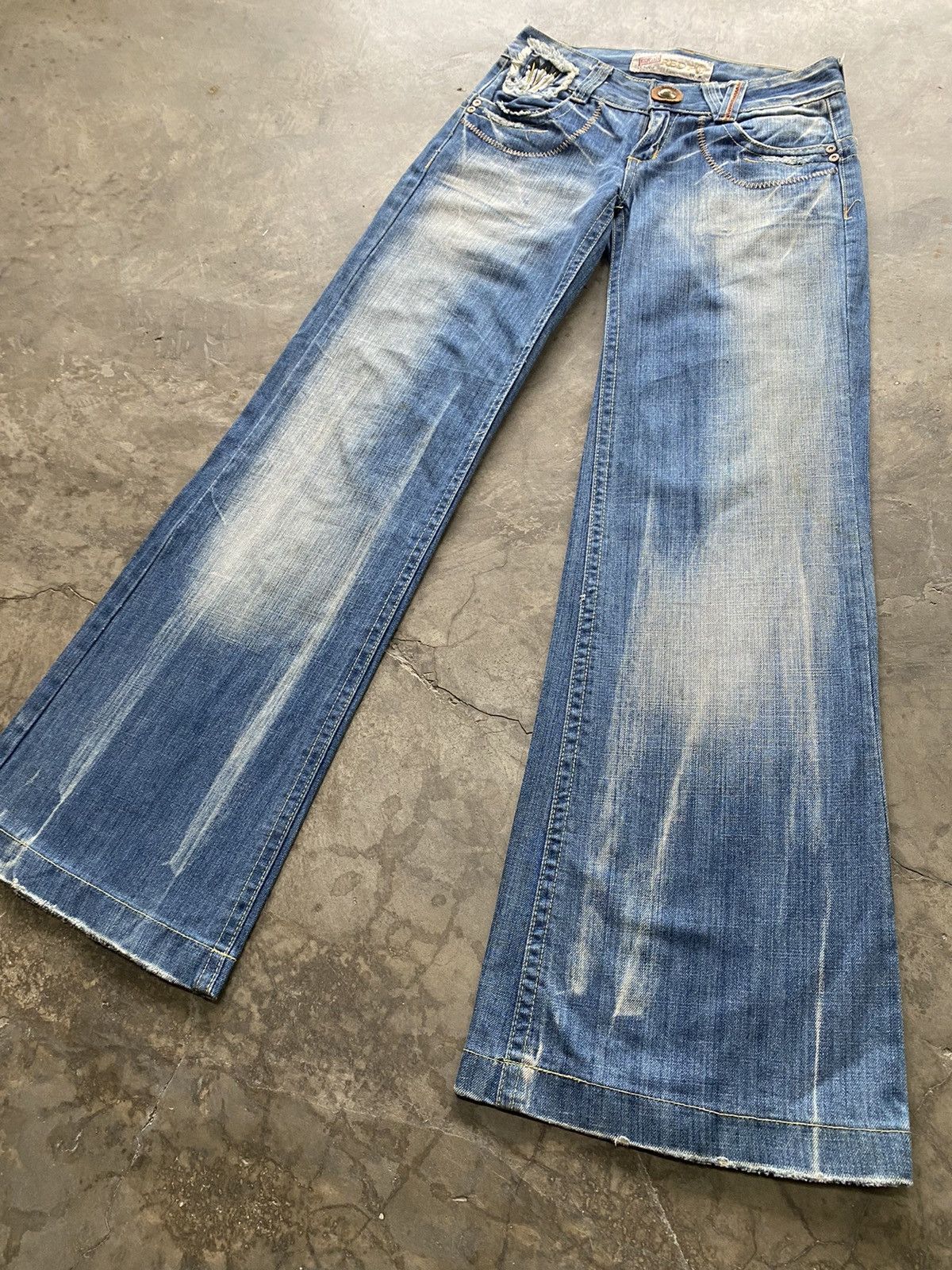 Hysteric Glamour × If Six Was Nine × Le Grande Bleu (L.G.B.) Baggy Flare Japan Red Paper Low Rise Wide Leg Size US 28 / EU 44 - 2 Thumbnail