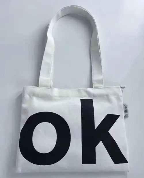 Japanese Brand Fashion y2k ok canvas shoulder bag tote bag aesthetic Size ONE SIZE - 4 Thumbnail
