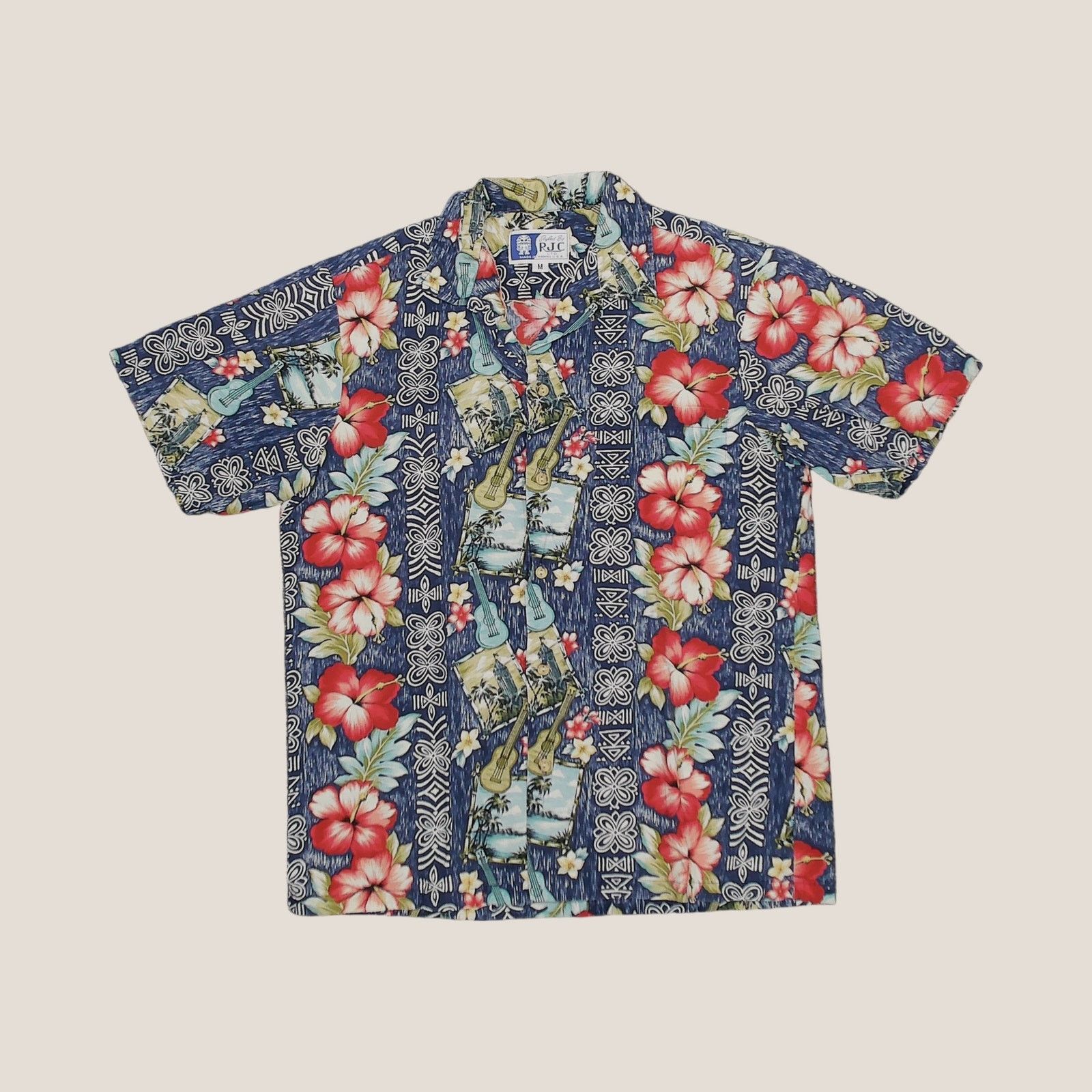 Vintage RJC Vintage 80s Single Stitch Ukulele Hawaiian Shirt Size US M / EU 48-50 / 2 - 3 Thumbnail