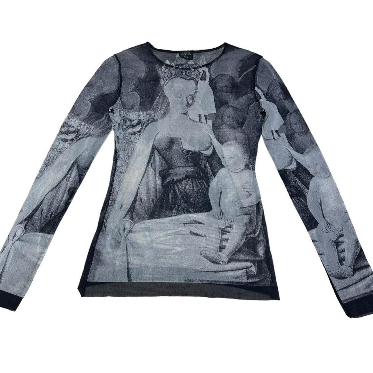 image of Jean Paul Gaultier Virgin & Child Mesh Top in Grey, Women's (Size Medium)