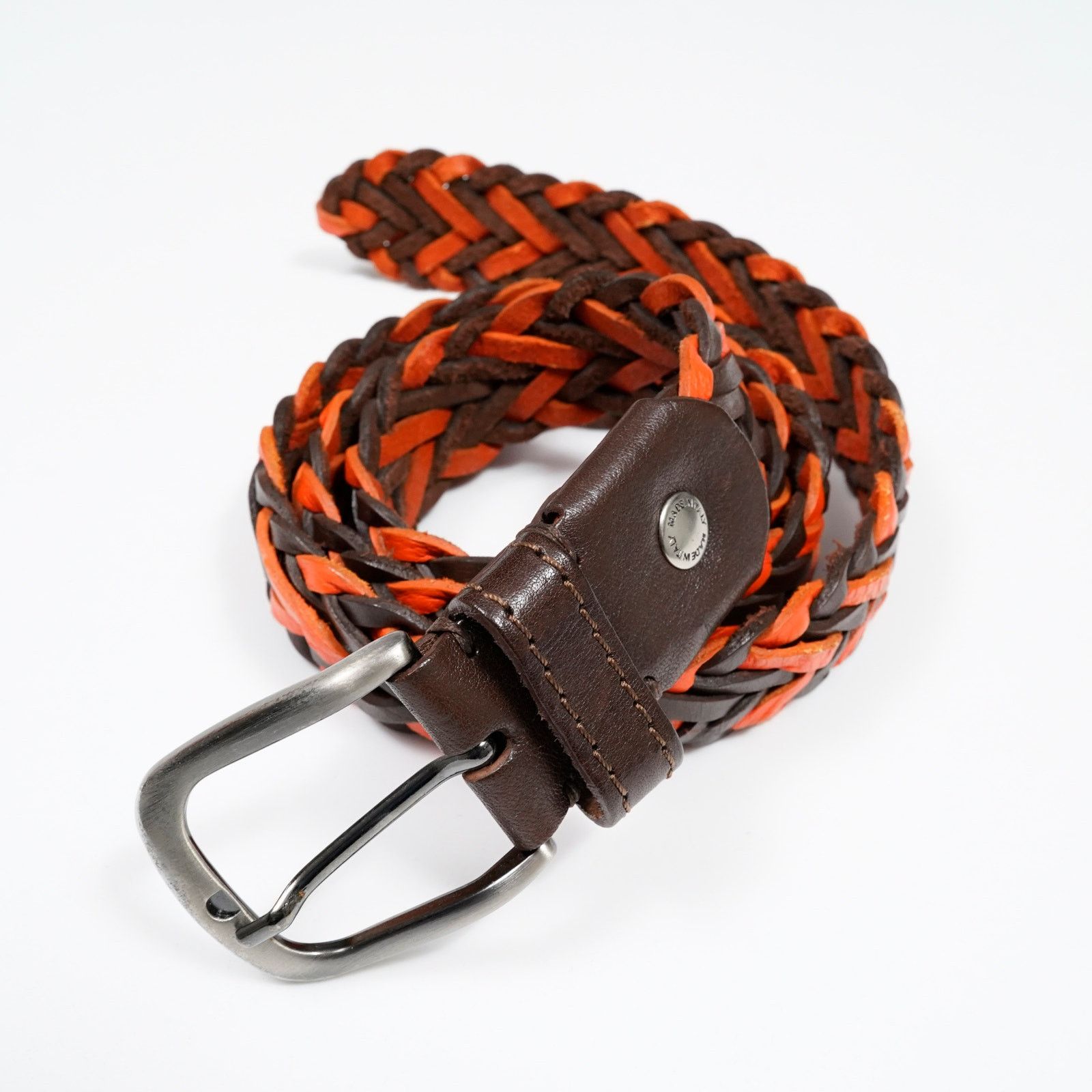 Other Italian Braided Leather Belt Orange Brown Woven Made Italy Size ONE SIZE - 1 Thumbnail