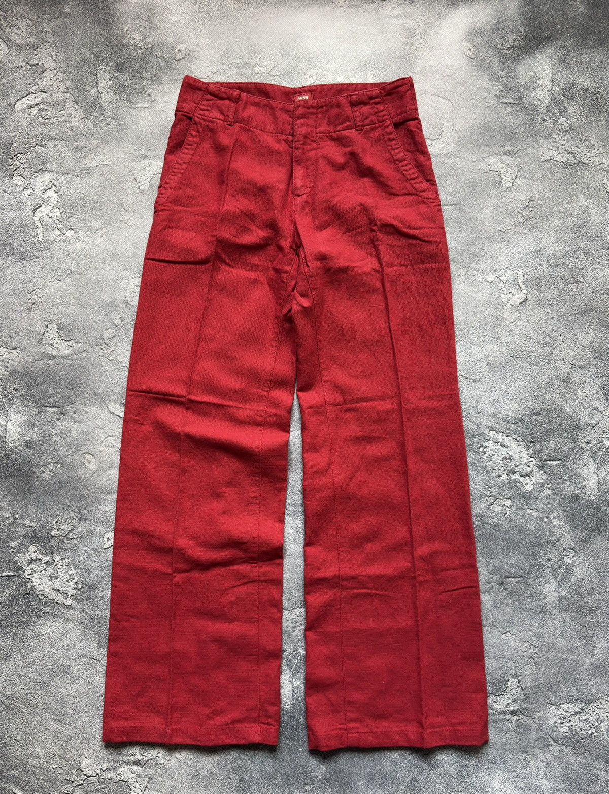 Miss Sixty Vintage 00s Miss Sixty Y2K Cotton Linen Red Wide Leg Pants Size 25" / US 0 / IT 36 - 1 Thumbnail