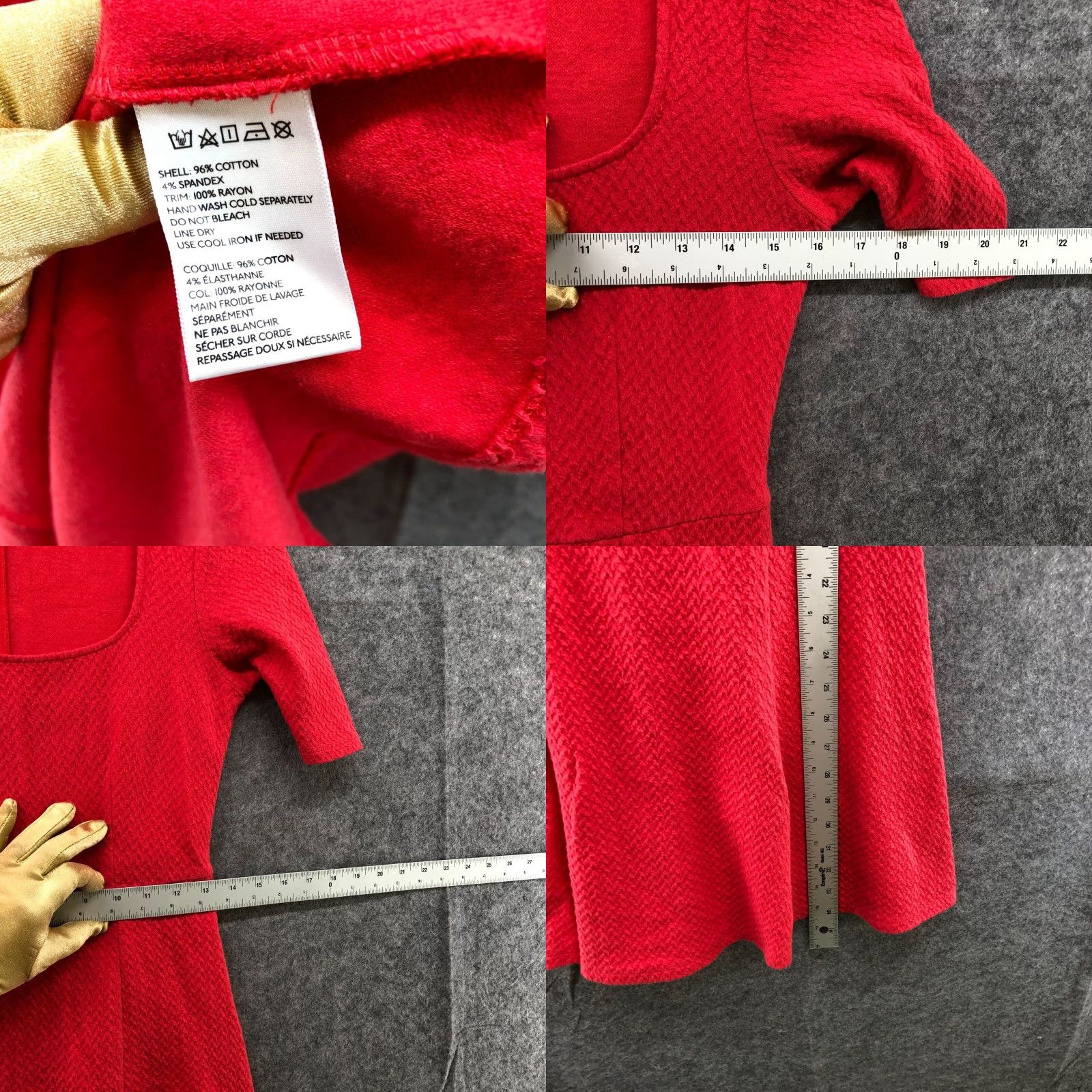Urban Outfitters VINTAGE Urban Outfitters Women's Dress Short Sleeve Square Neck Fit Flare Cotton Knit Red M Size 32" / US 10 / IT 46 - 8 Thumbnail