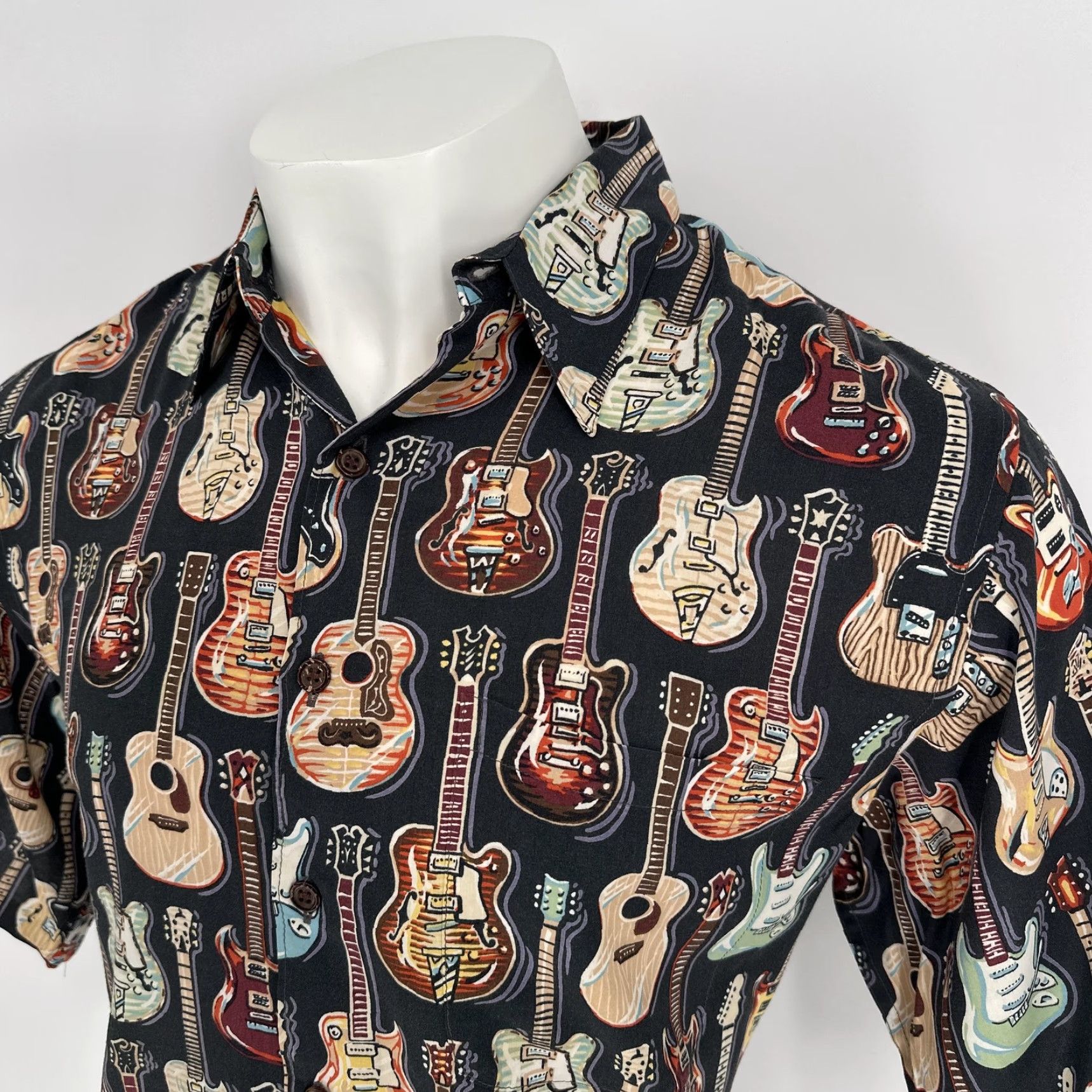 Reyn Spooner Reyn Spooner Art Of Eddy Y Shirt Mens Large Black Guitar Hawaiian Short Sleeve Shirt Mens L Black Guitar Hawaiian Short Sleeve Mens Size US L / EU 52-54 / 3 - 2 Thumbnail
