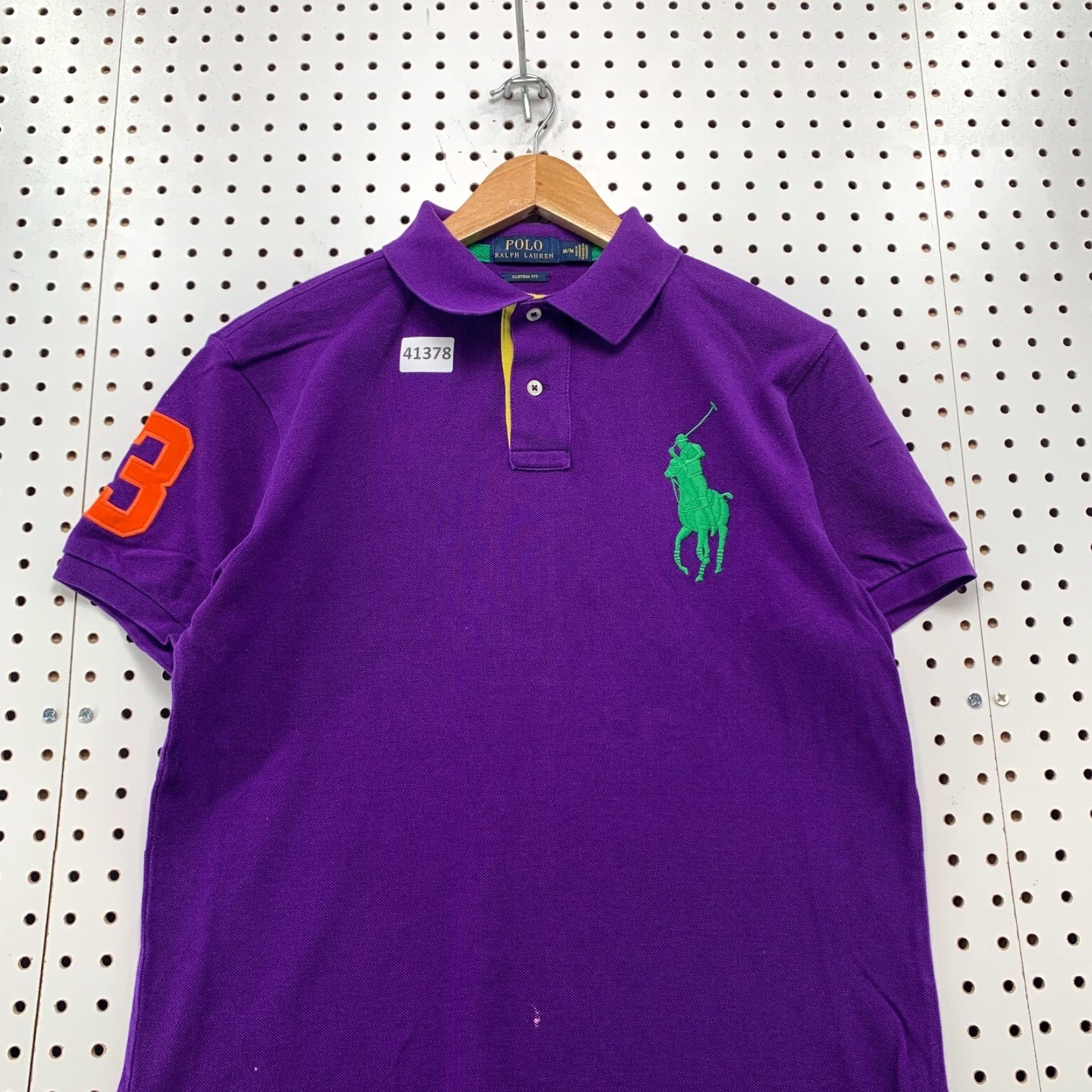 VINTAGE Polo Ralph Lauren Polo Shirt Mens Medium Purple Green Big