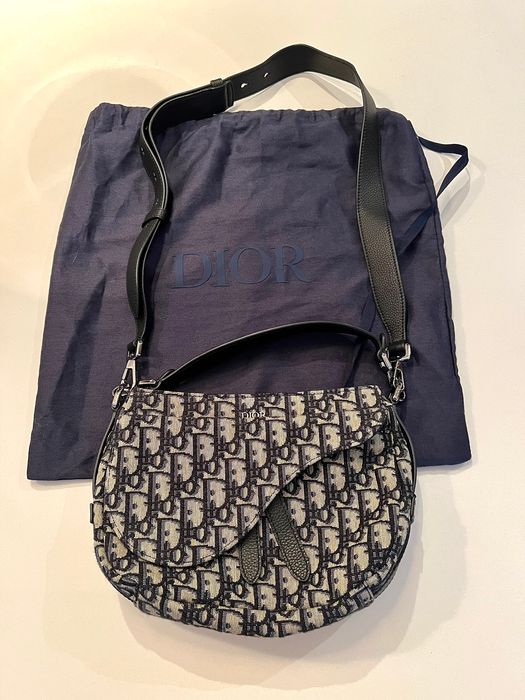 Dior - Mini Saddle Soft Bag Beige and Black Dior Oblique Jacquard - Men