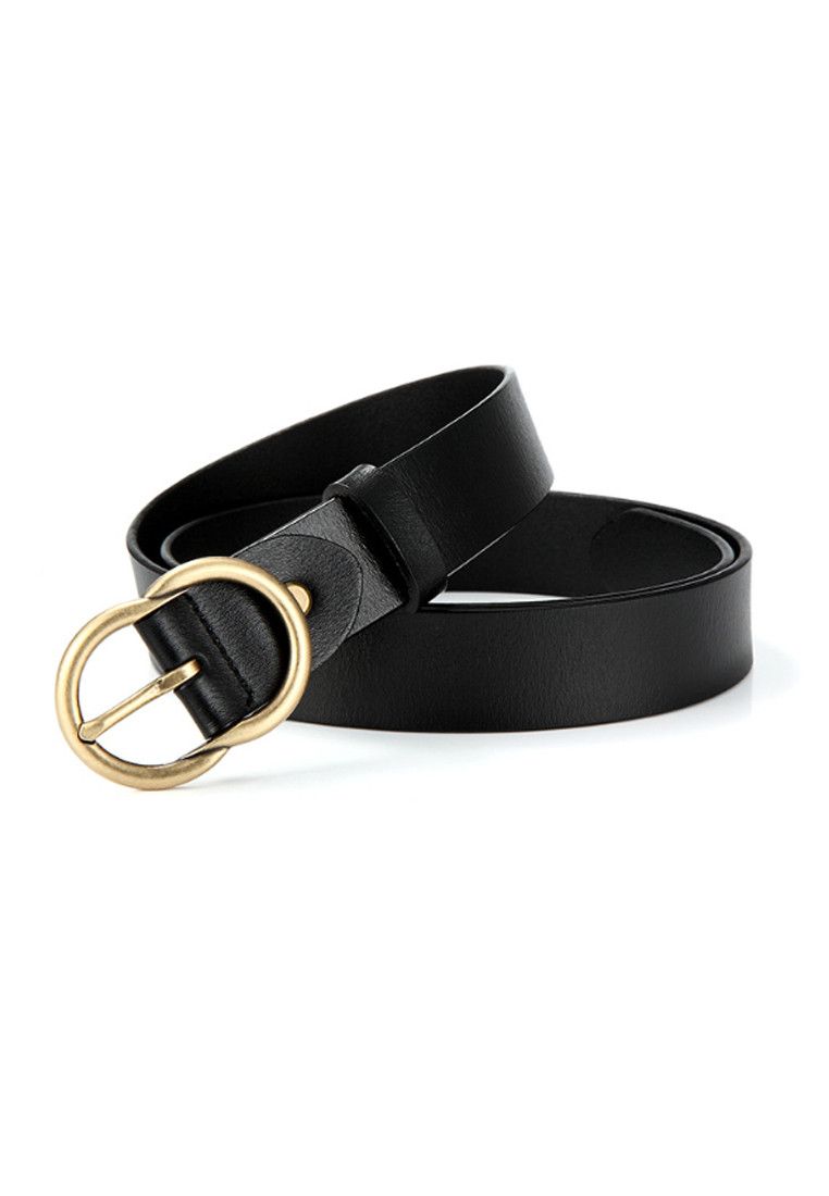 Other Black Women's Leather Belts with Gold Buckle Belt Size ONE SIZE - 4 Thumbnail