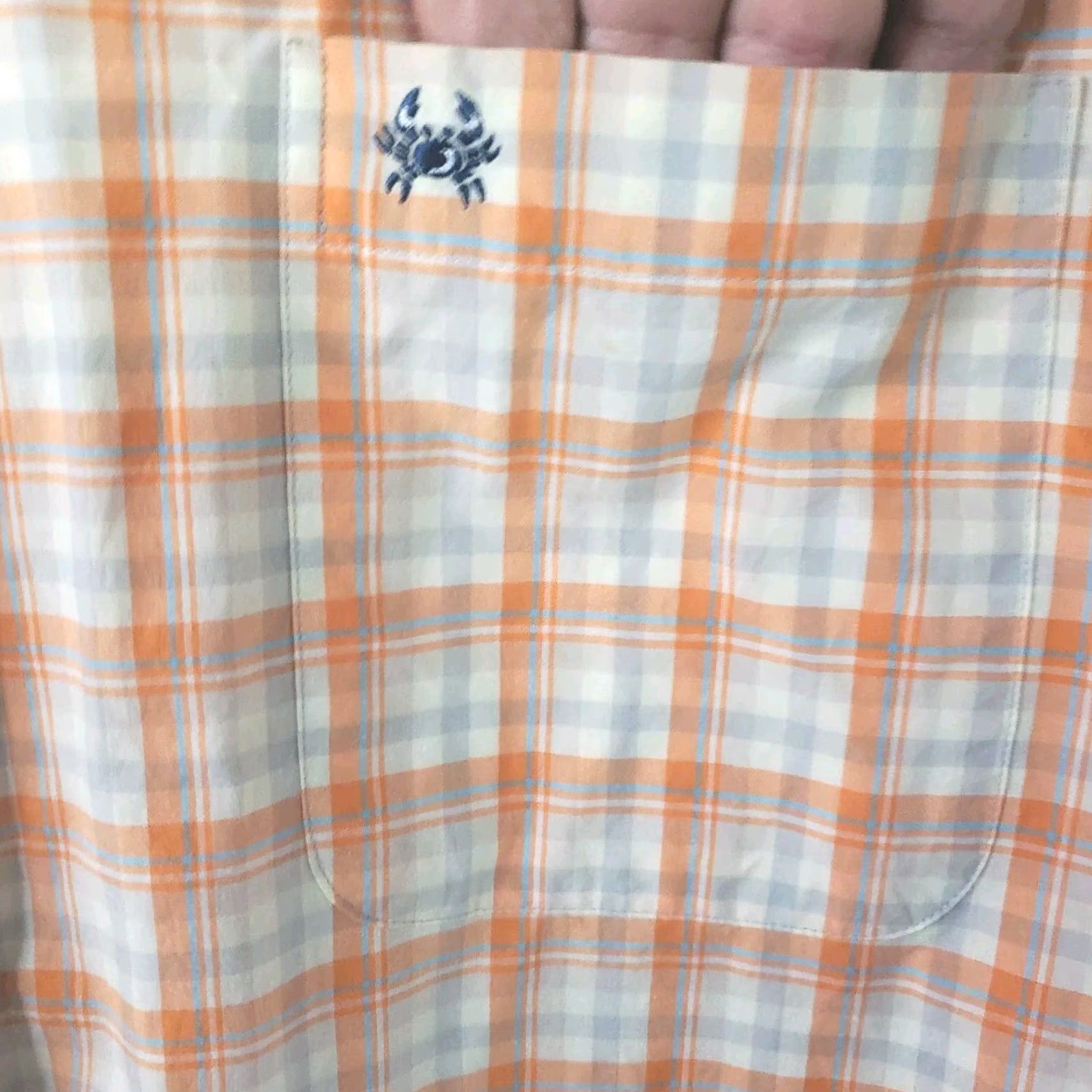 Vintage Coast Shirt Mens XL Orange White Plaid Button-Up Short Sleeve Coastal Boardwalk Crab Logo Pocketed Breathable Cotton Blend Regular Fit Size US XL / EU 56 / 4 - 4 Thumbnail