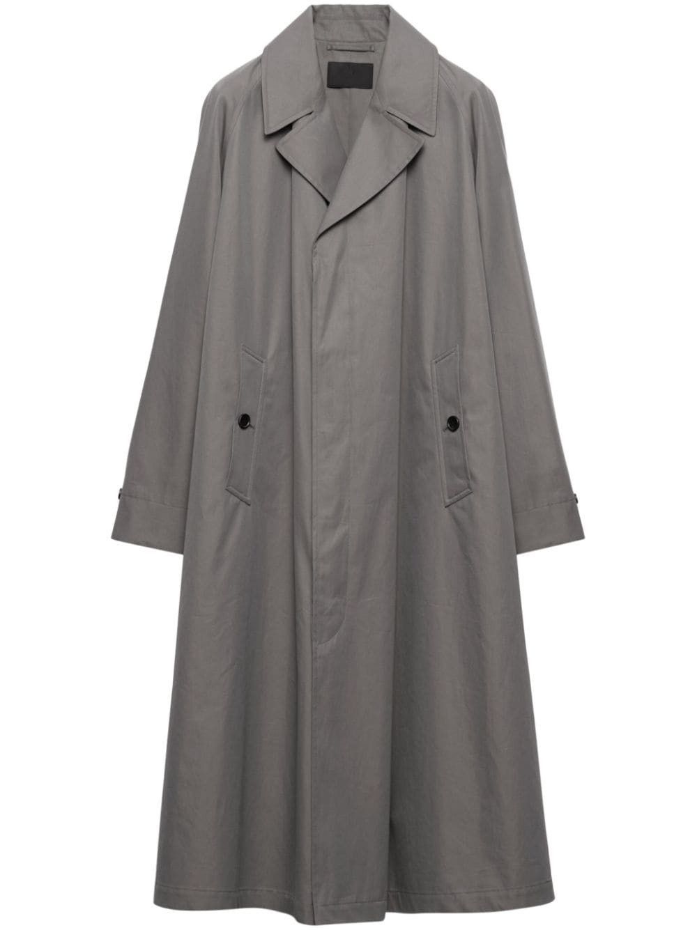 Prada o1bcso1str1025 Twill Maxi Cotton Trench Coat in Grey Size US M / EU 48-50 / 2 - 1 Thumbnail