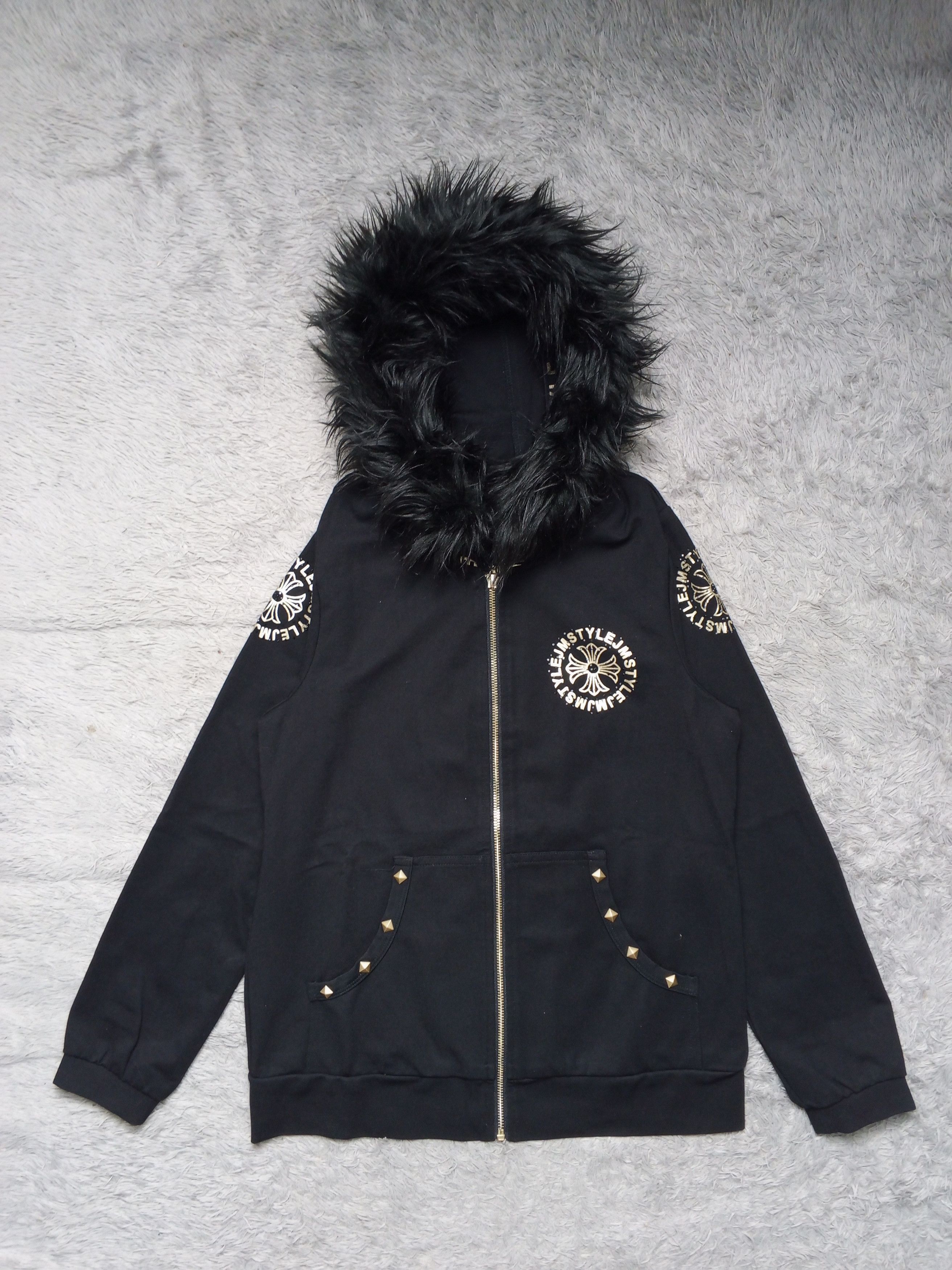 Japanese Brand Cross Japan Brand Faux Fur Hoodie Chrome Heart Style Size US S / EU 44-46 / 1 - 2 Thumbnail