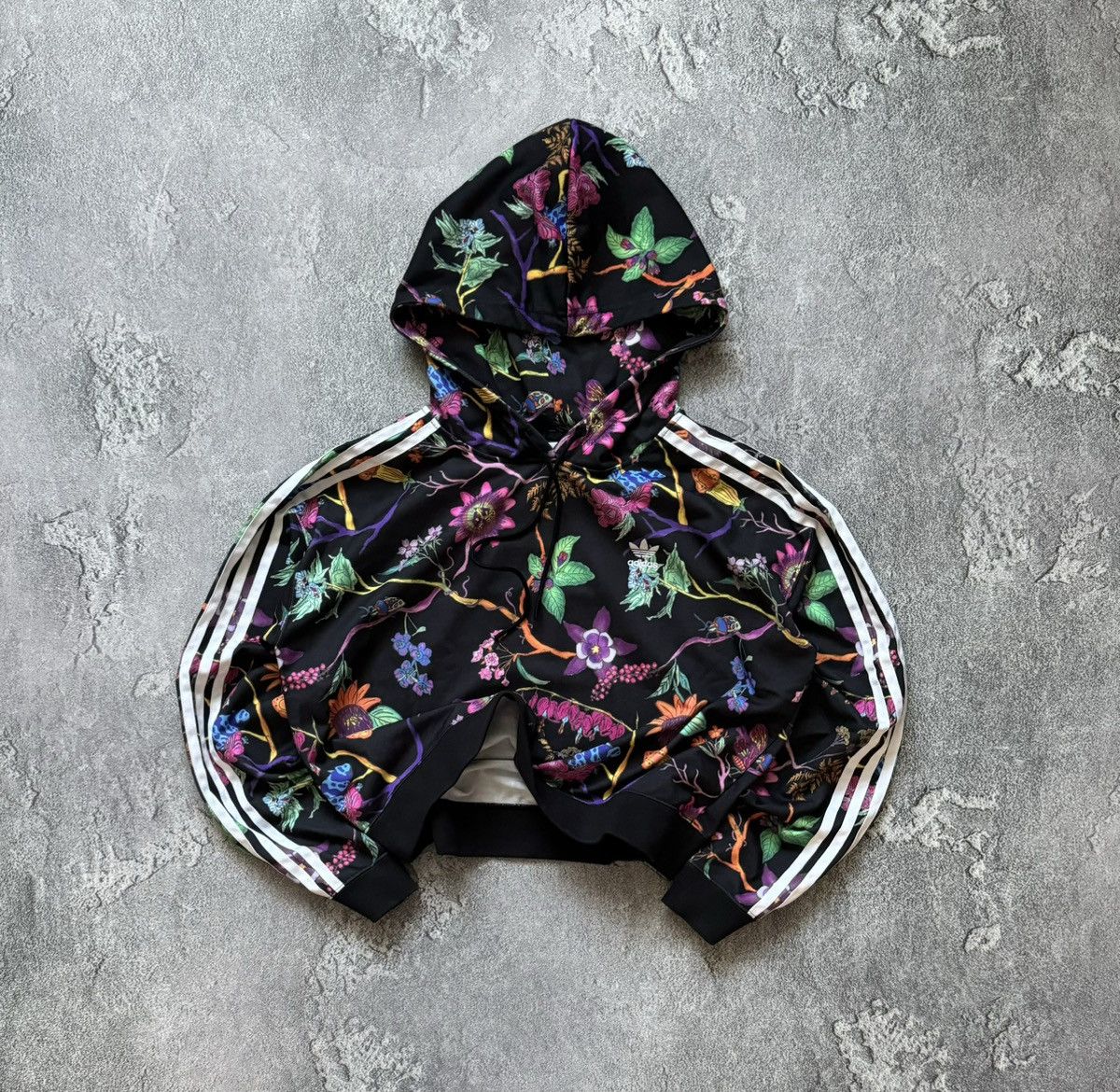 Adidas floral cropped hoodie cheap