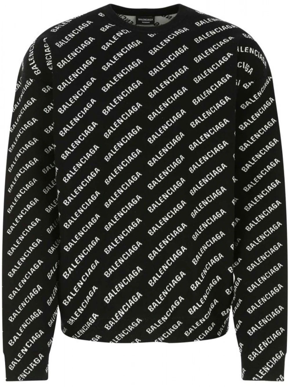 Balenciaga o1mt1gz0924 All-Over Crewneck in Black/White Size US M / EU 48-50 / 2 - 1 Thumbnail