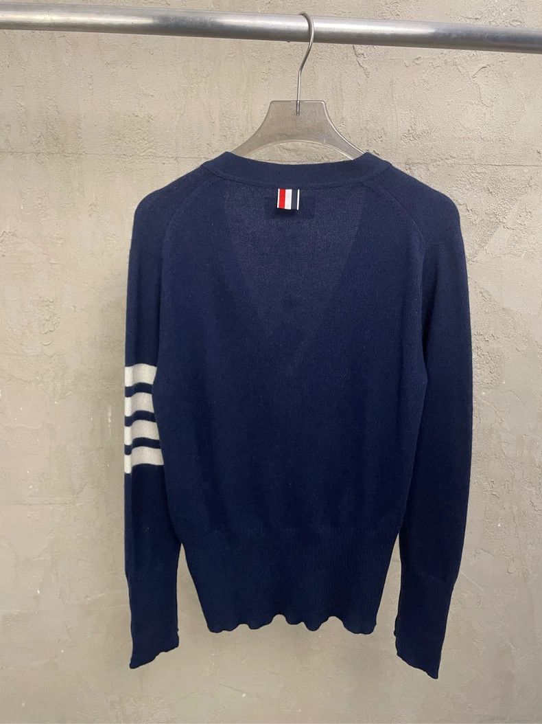 Thom Browne Thom browne Dark blue four-striped cashmere cardigan jacket Size US XS / EU 42 / 0 - 2 Thumbnail