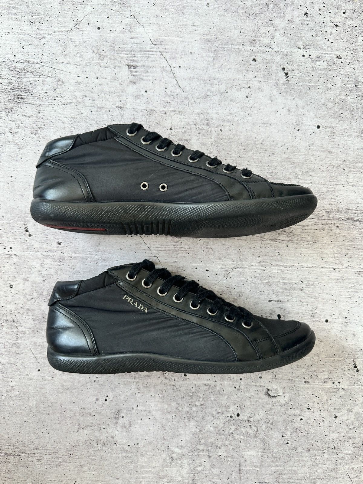 Prada Prada sport nylon and leather lace up low top sneakers Size US 8 / EU 41 - 5 Thumbnail