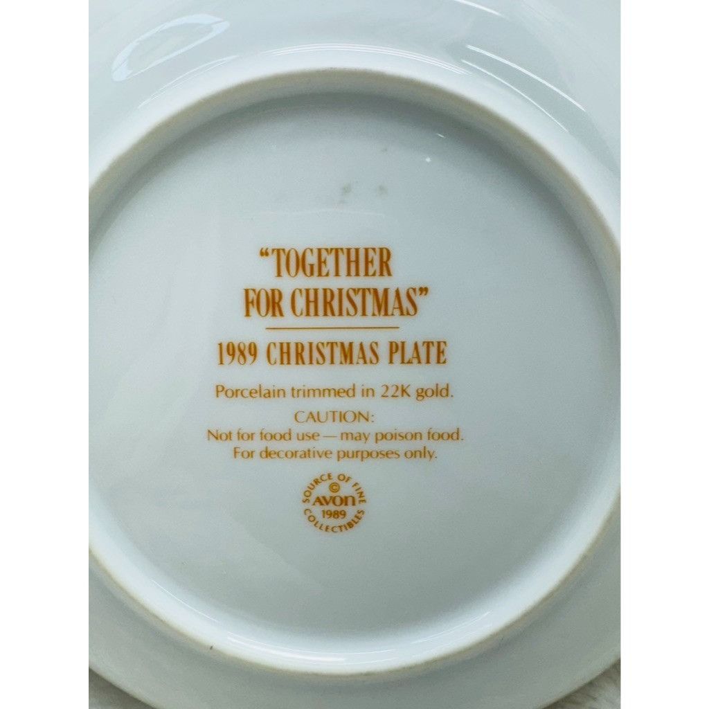 Other Avon Christmas Plate "Together for Christmas" 1989 Porcelain Size ONE SIZE - 4 Thumbnail