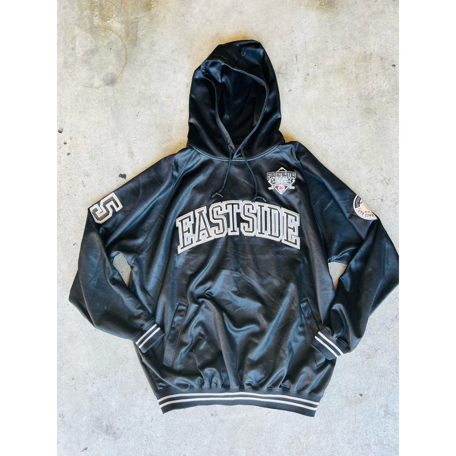 image of Fubu 05 Eastside Vintage 1992 Vasrsity Style Hoodie XL in Black, Men's