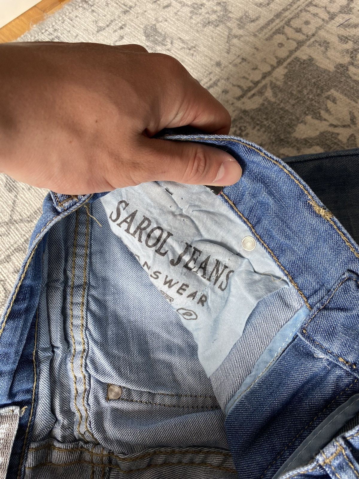 Japanese Brand × Vintage Vintage Baggy Flared Jeans Faded Wide Japanese Dragon Hype Size US 30 / EU 46 - 10 Thumbnail