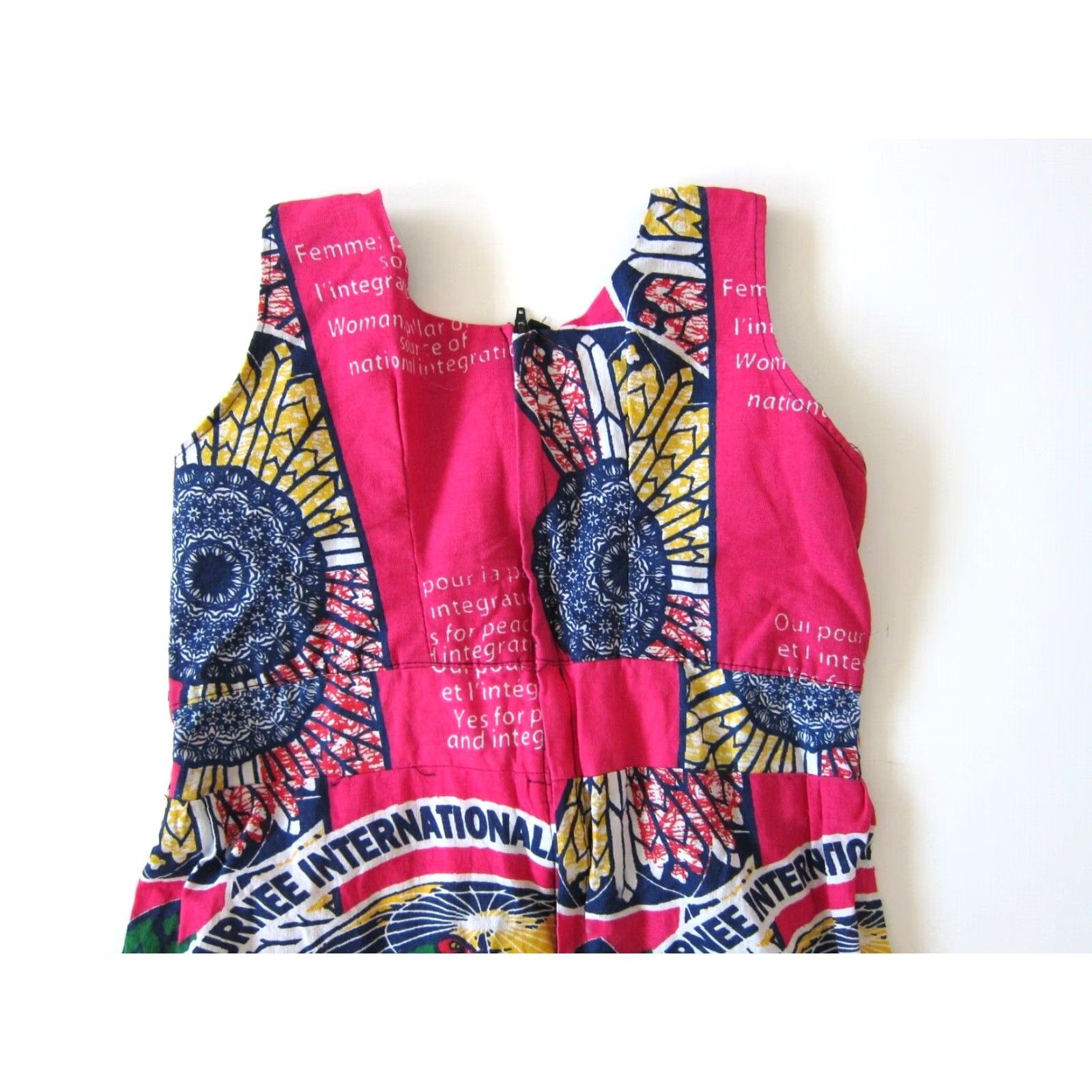 Vintage Handmade Pink Blue Peace International Woman Sleeveless Empire Tank Sun Dress S Size S / US 4 / IT 40 - 4 Thumbnail