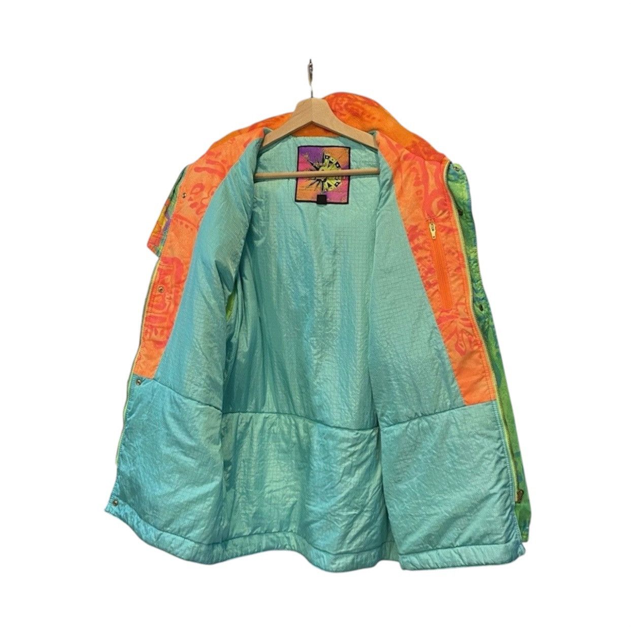Goldwin Vintage 90s Goldwin All-Over Print Ski Jacket Neon Green Size US L / EU 52-54 / 3 - 3 Thumbnail