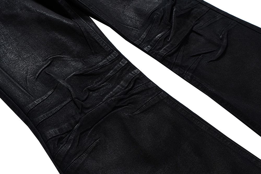 Jean Streetwear Black Glue Coated Boot Cut For Men Size US 33 - 8 Thumbnail