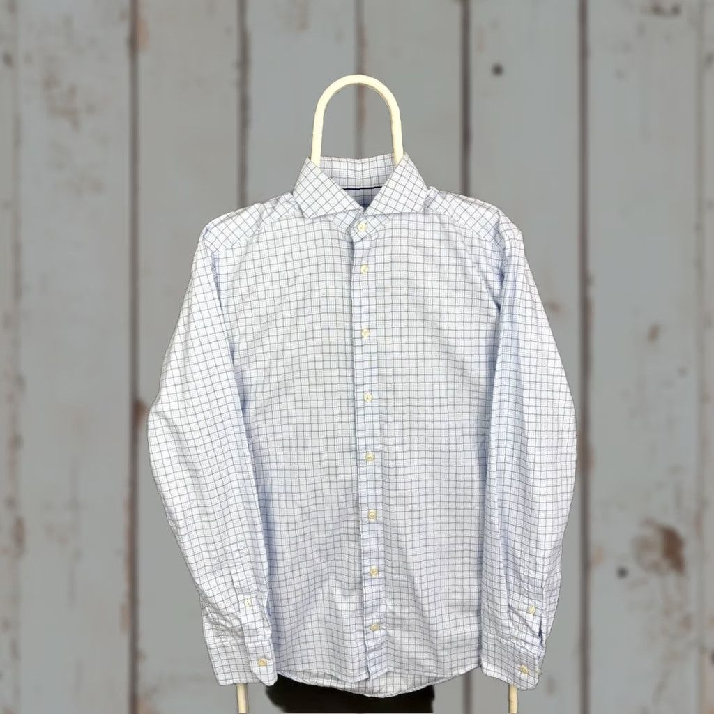 Eton Eton Button-Up Shirt Slim Fit 38 Regular Size Blue Knit Check, 90s Theme, Men, Long Sleeve, Collared, Casual, Machine Washable, Vintage No Size US M / EU 48-50 / 2 - 1 Thumbnail