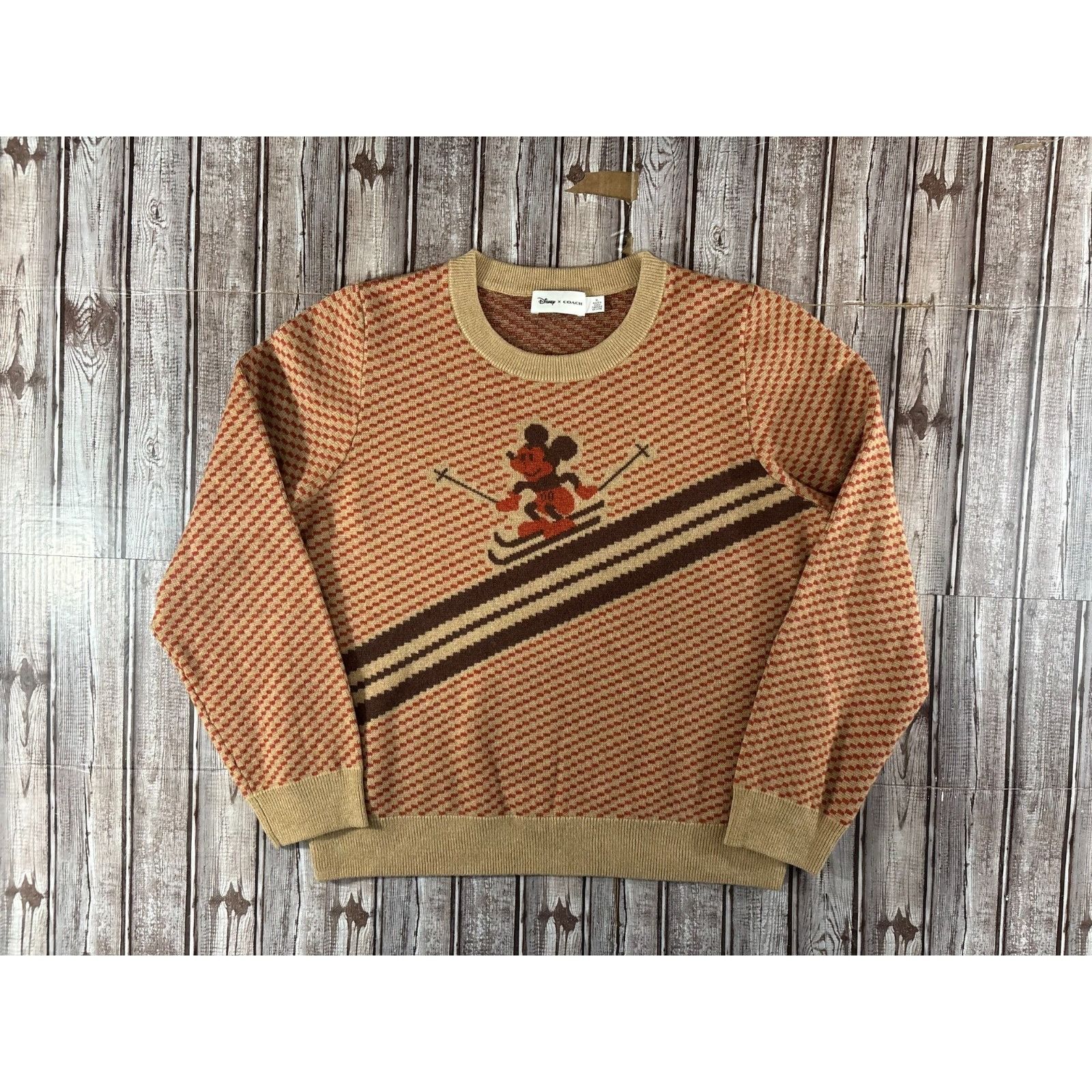 Disney X Coach 100% wool Ski Mickey Mouse Sweater sz XL colo