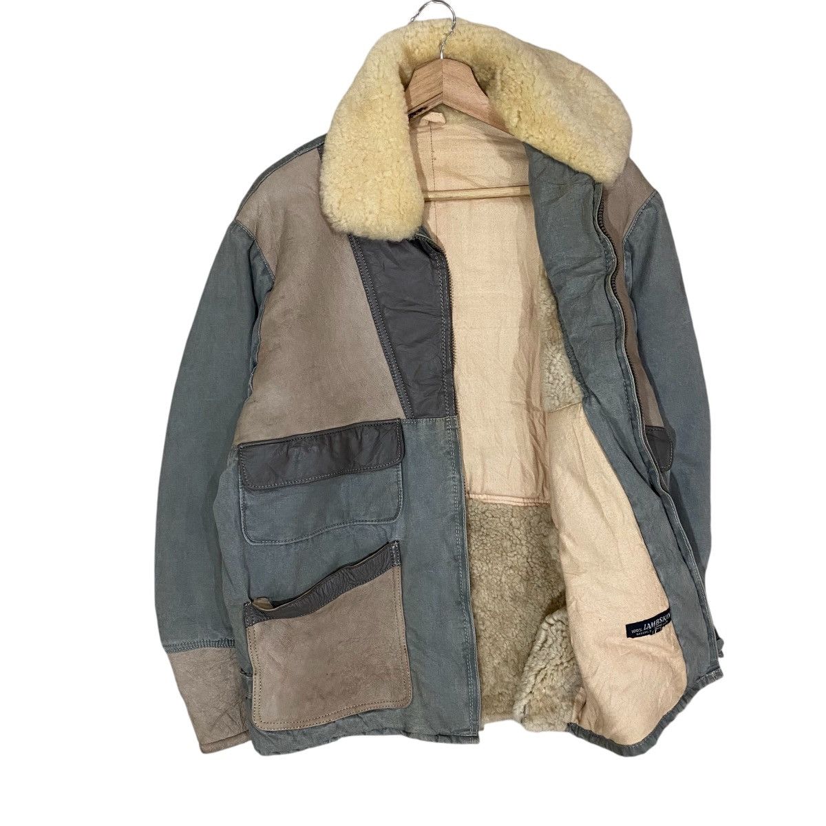 🔥VINTAGE LAMBSKIN PATCHWORK SHEARLING LEATHER PART JACKET