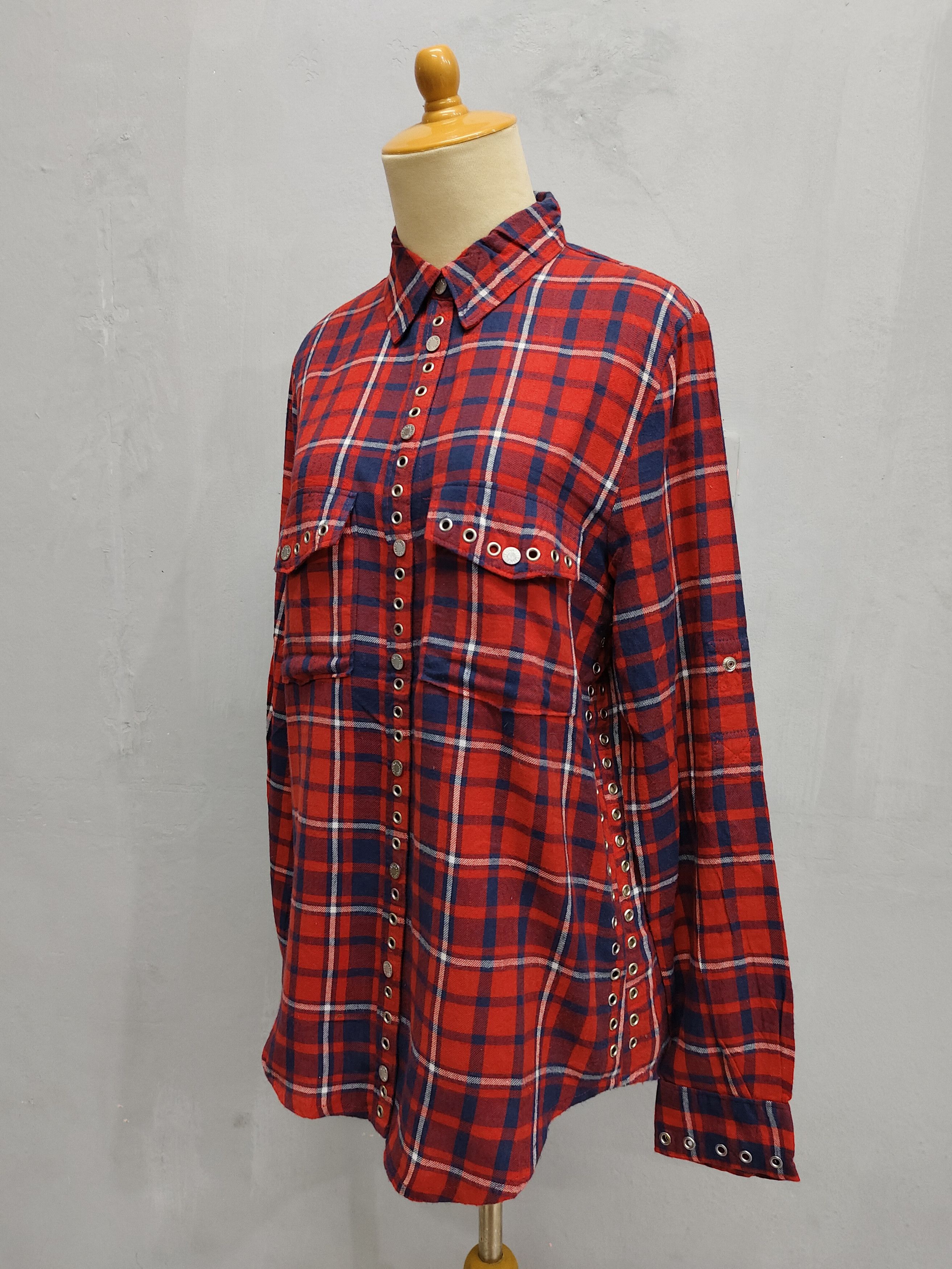 Zadig & Voltaire Zadig & Voltaire❤️‍🔥Punk Rock Grommet Hardware Flanel Shirt Size M / US 6-8 / IT 42-44 - 3 Thumbnail