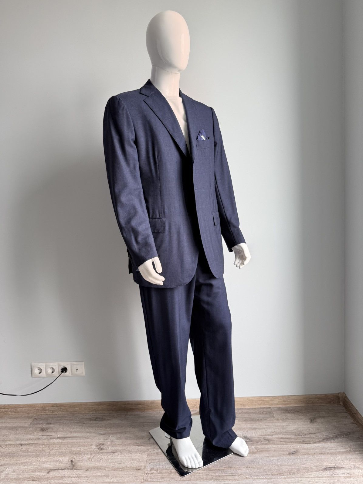 Cesare Attolini Cesare Attolini 3-Button Navy Suit Wool Mohair IT 56 Drop 7R Size 46R - 3 Thumbnail