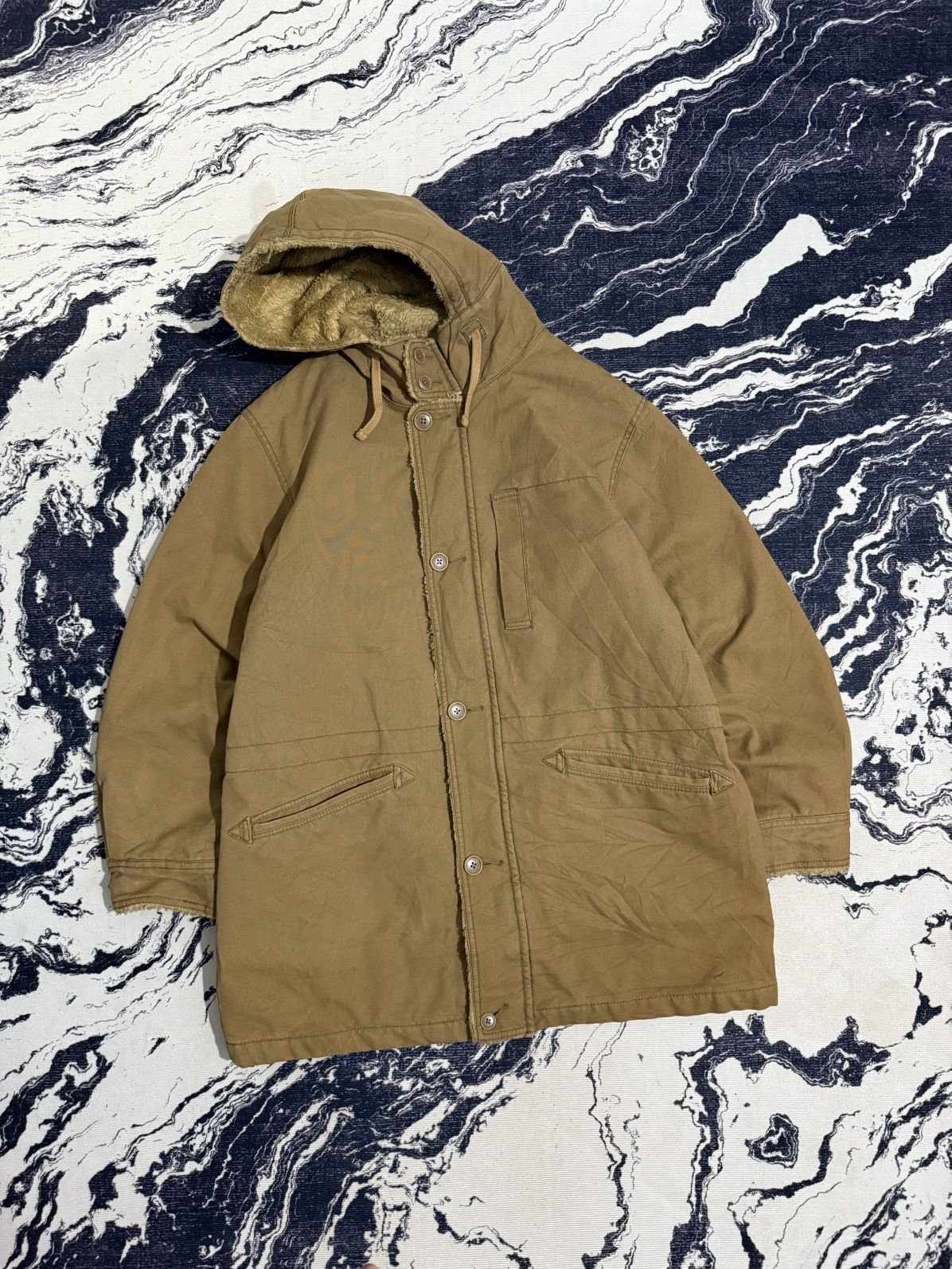 Vintage Vintage uniqlo long parka canvas jacket Size US L / EU 52-54 / 3 - 3 Thumbnail
