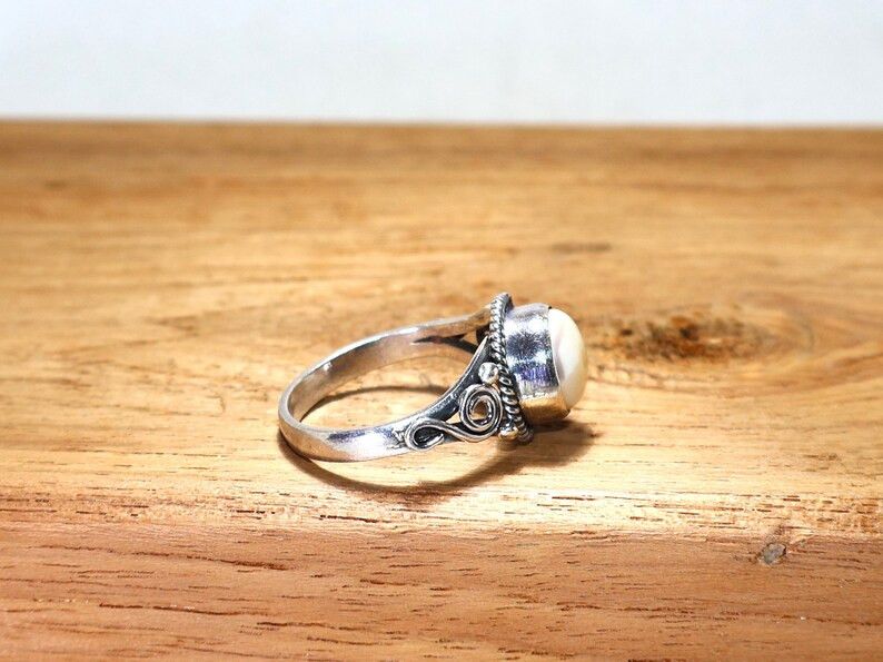 Handmade Pearl Ring, Sterling Silver Promise Ring, Handmade Jewelry Size ONE SIZE - 4 Thumbnail