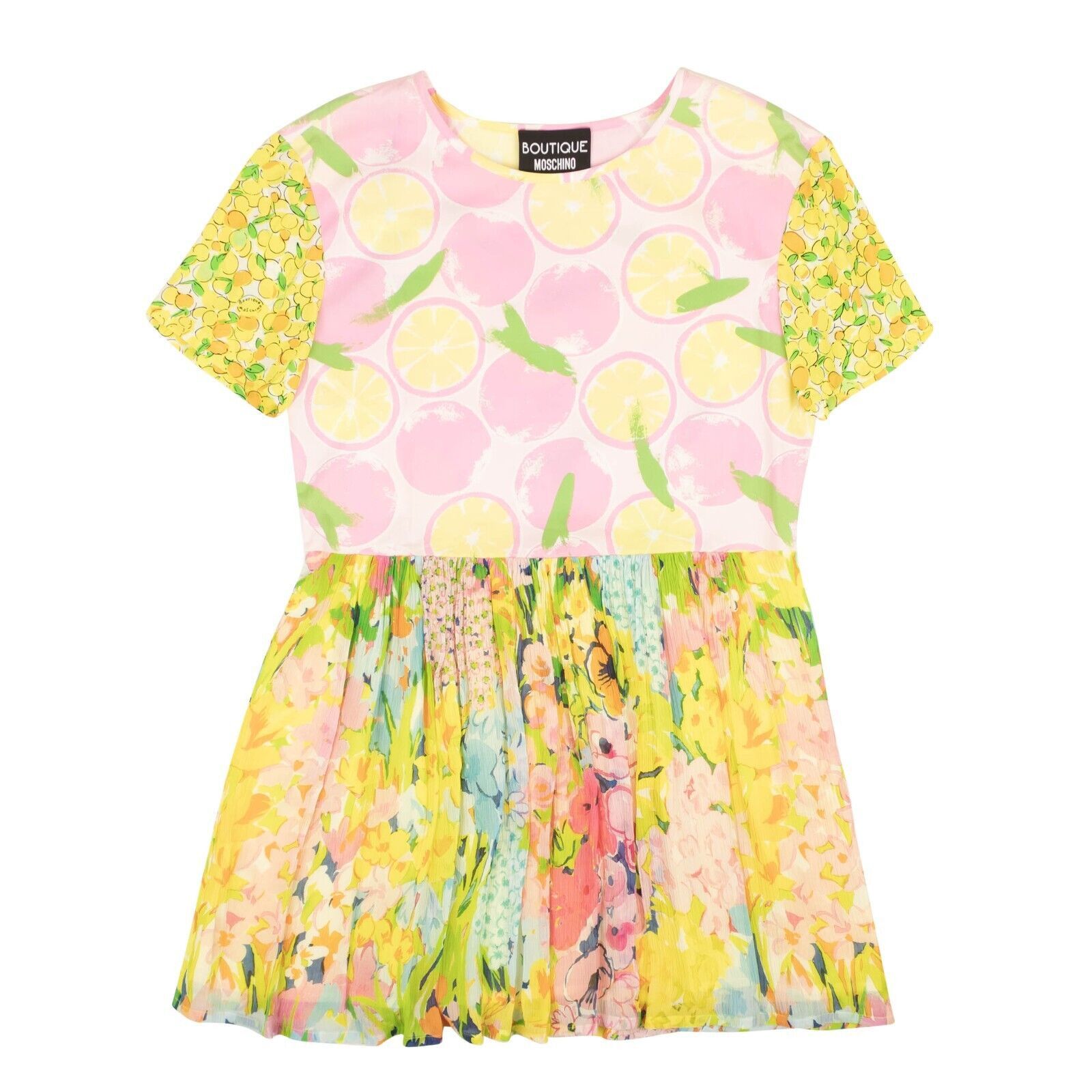 image of Moschino Boutique Multi Floral Fruit Spring Silk Mini Dress Size 2/38, Women's