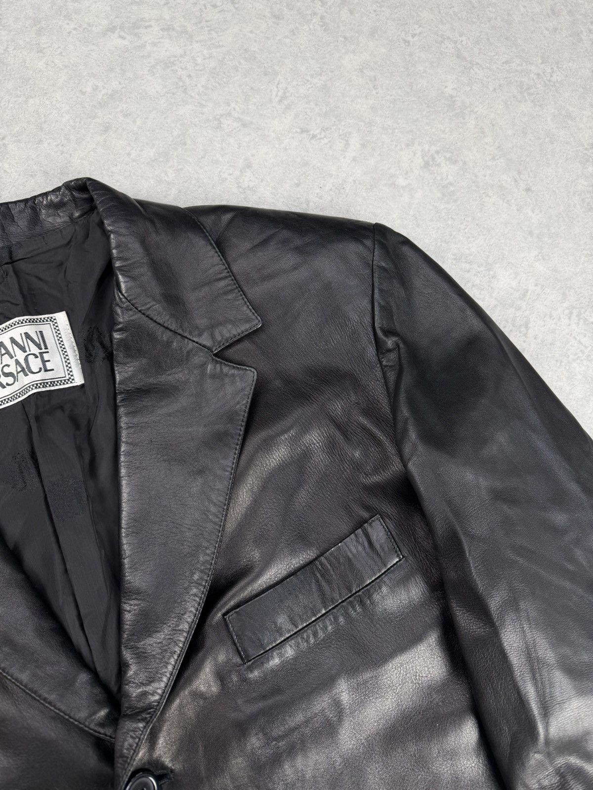 Versace Vintage Gianni Versace Black Leather Blazer Jacket Size 56 Size US XL / EU 56 / 4 - 5 Thumbnail