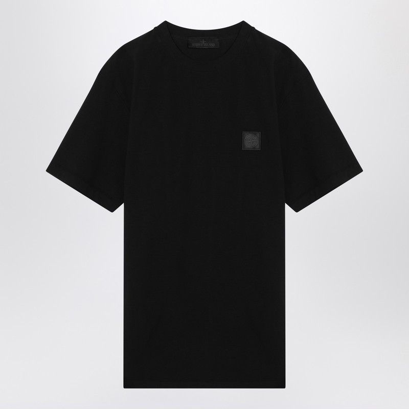 Stone Island Stone Island Black T-Shirt With Patch Logo