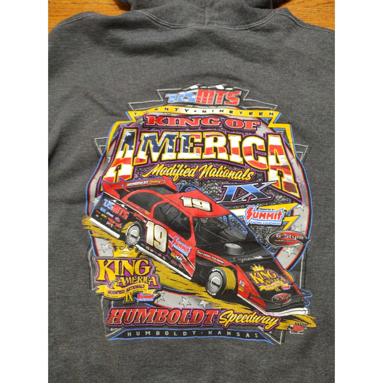 Port & Company Dirt Track Speedway Racing Hoodie Mens XL Gray USMTS MN Modified Nationals Size US XL / EU 56 / 4 - 5 Thumbnail