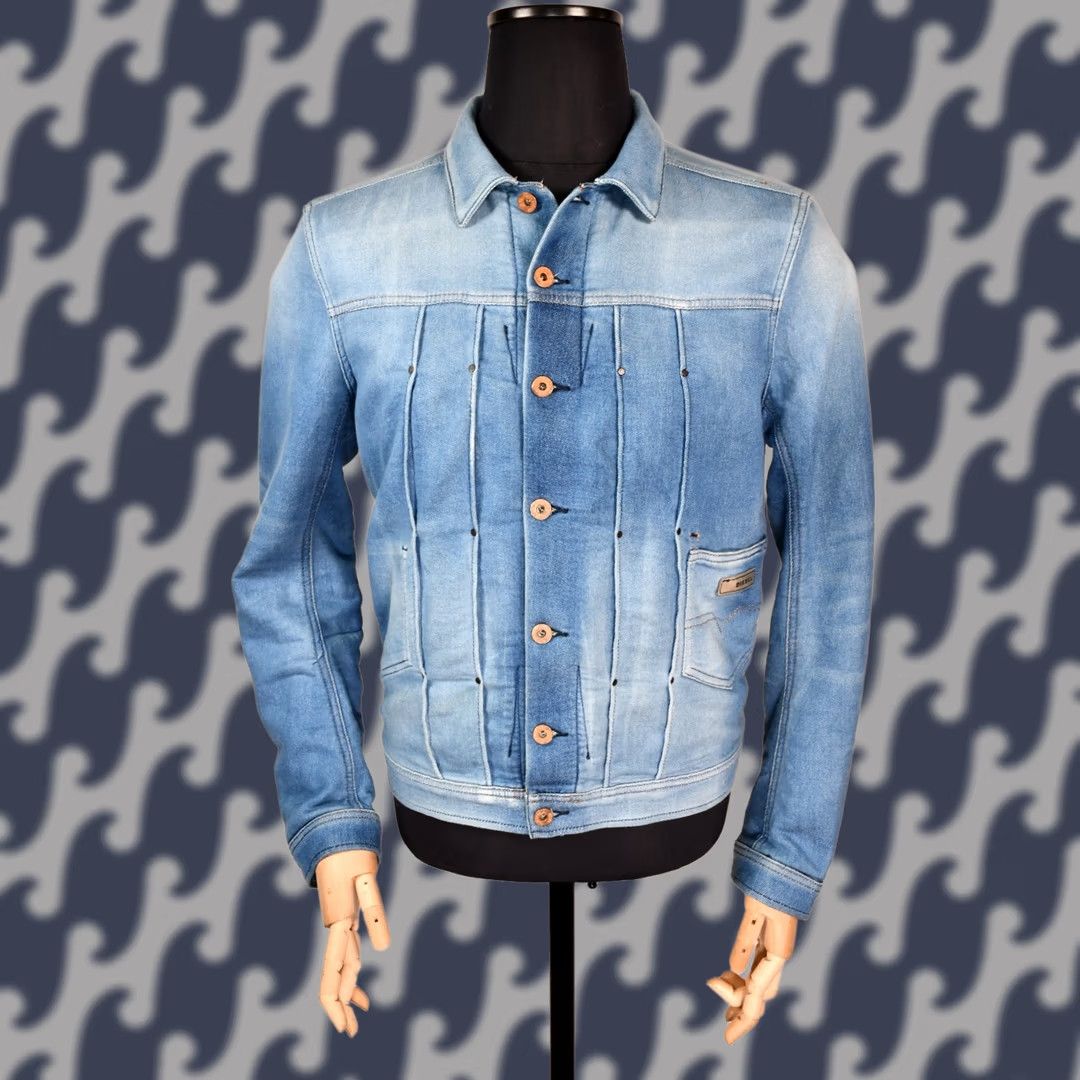 Diesel Diesel Juzicon Denim Jogg Sweat Distressed Men's Jacket Blue M Size US M / EU 48-50 / 2 - 1 Thumbnail