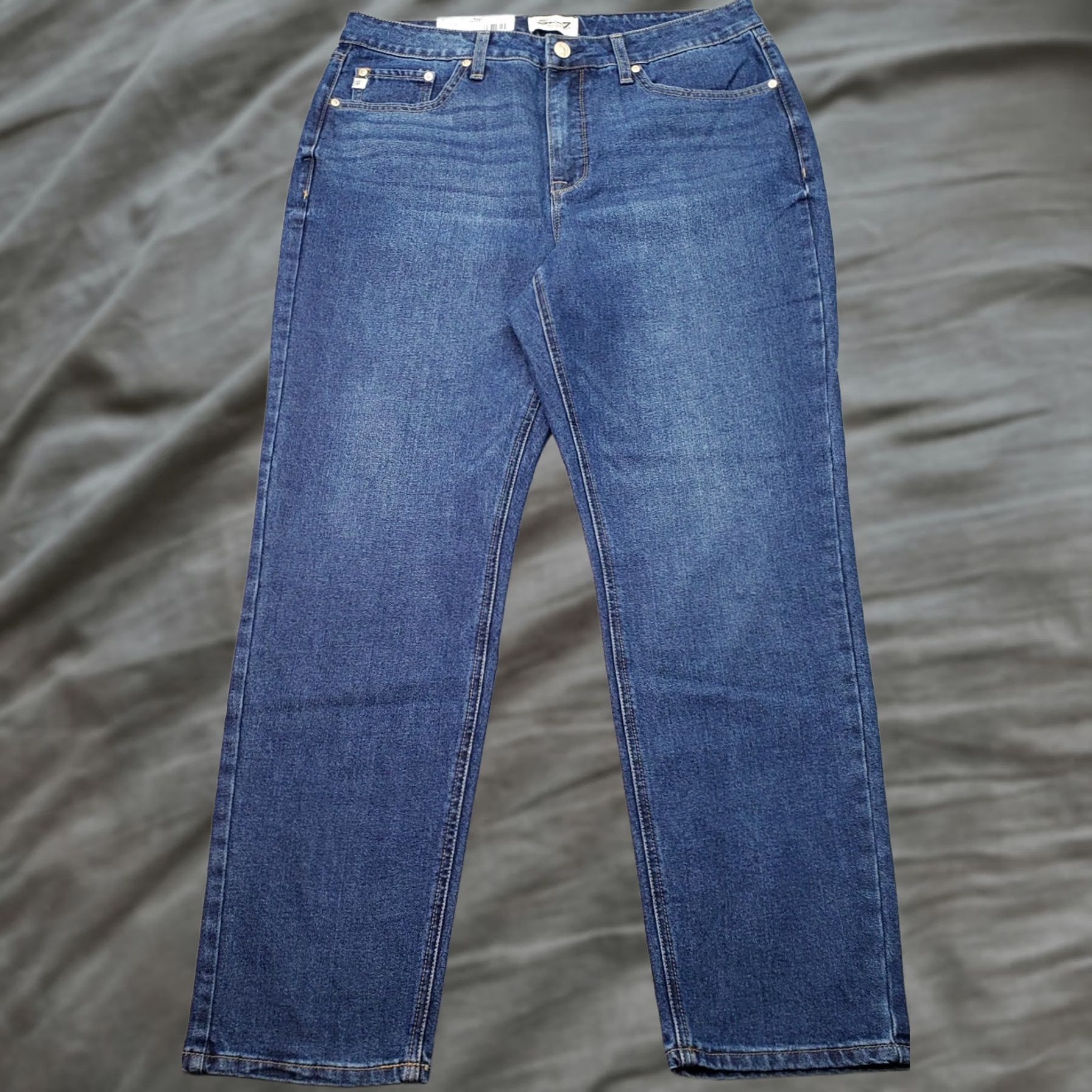 Vintage Seven7 Jeans Womens 12 Blue Denim Stretch Regular Fit Straight High Rise Jeans Size 34" / US 12 / IT 48 - 1 Thumbnail