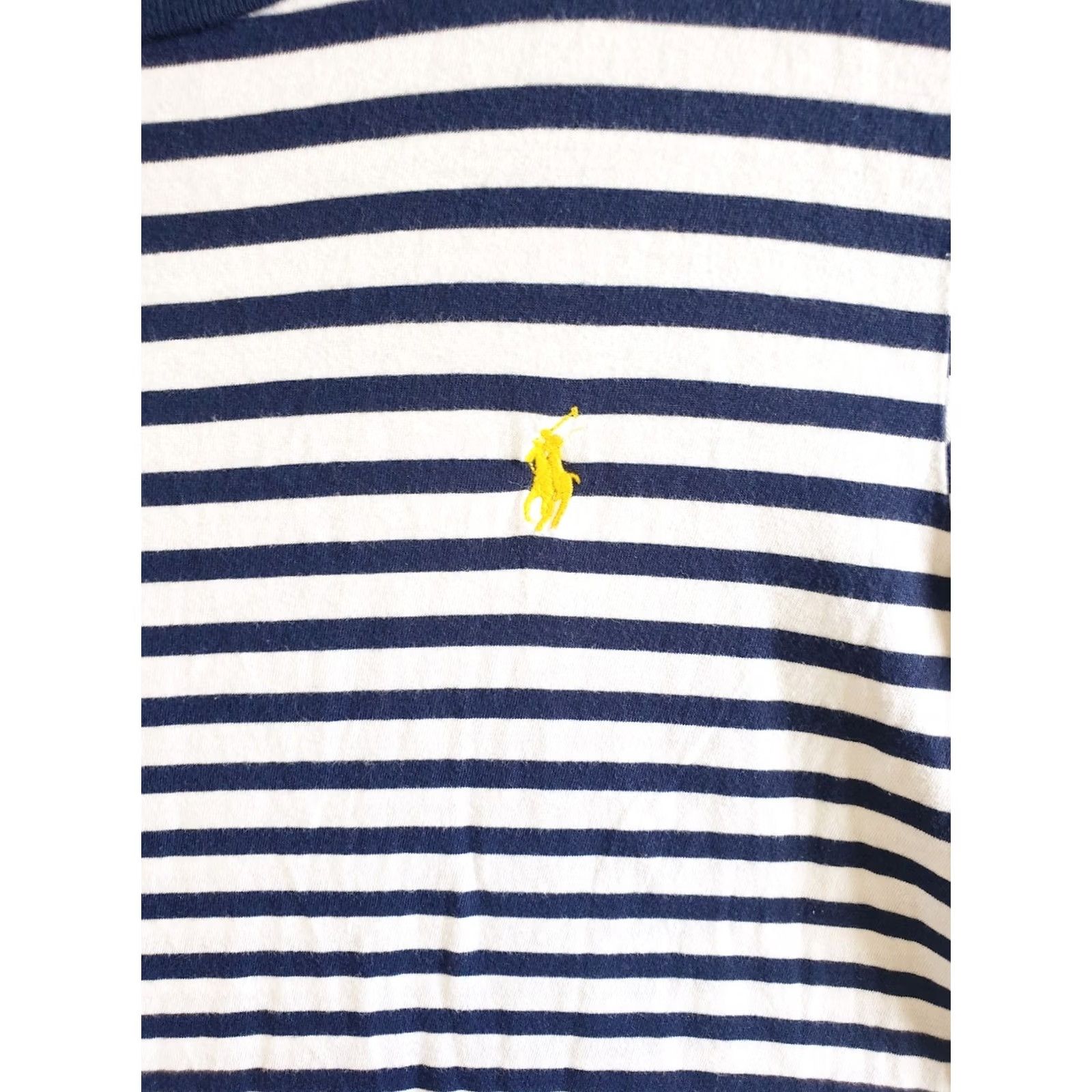 Polo Ralph Lauren VINTAGE Ralph Lauren Sport Shirt Womens L Blue Striped Short Sleeve Crew Neck Preppy Logo Casual All Seasons Men/Women Size L / US 10 / IT 46 - 5 Thumbnail