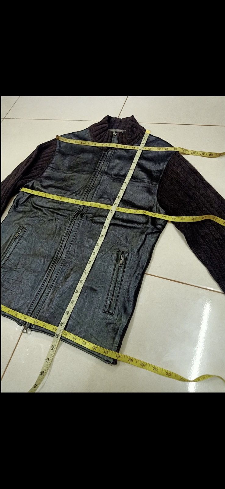 RENOMA Paris Sheepskin Leather Turtle Neck Knitwear Jacket