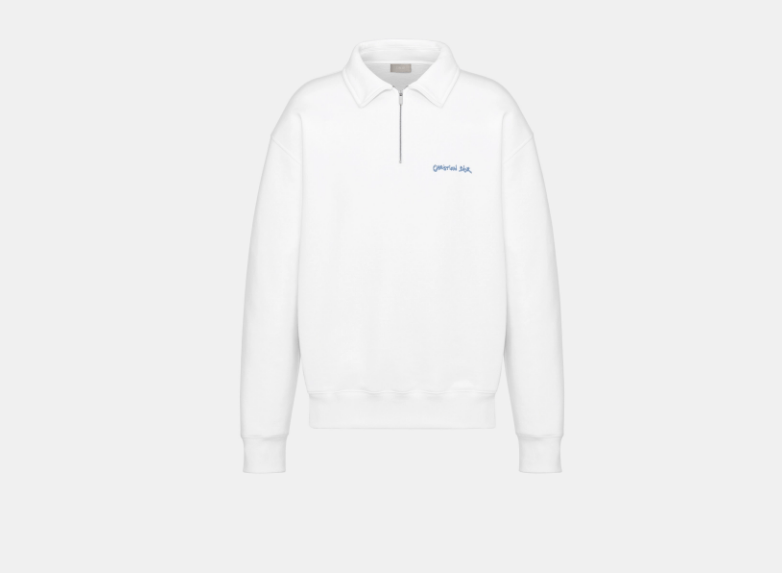 Dior o1w1db10825 443J61 Sweatshirt with Zipped Collar in White Size US M / EU 48-50 / 2 - 1 Thumbnail