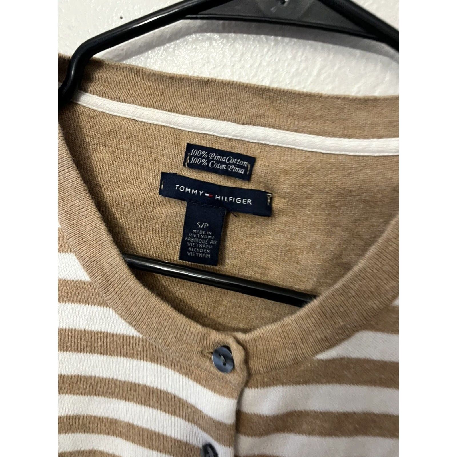 Tommy Hilfiger VINTAGE Tommy Hilfiger Women's Sweater Cardigan Fall Spring Casual Business Size S Beige Cotton Knitted Button Long Sleeve Crew Neck Size S / US 4 / IT 40 - 3 Thumbnail