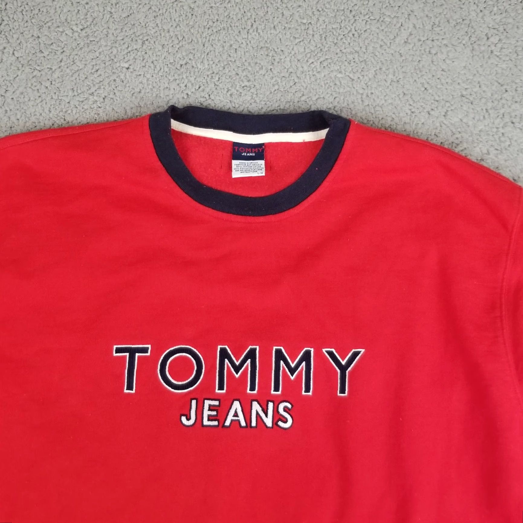 Tommy Hilfiger VINTAGE Tommy Hilfiger Jeans Sweatshirt Men L Crew Neck Logo Red 90s Mens Size US L / EU 52-54 / 3 - 2 Thumbnail