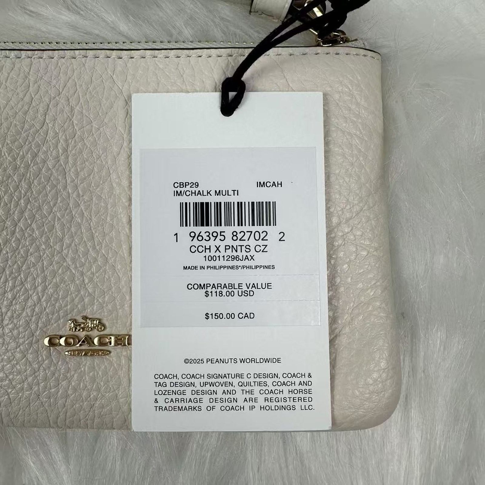 Coach Coach X Peanuts Corner Zip Wristlet In Leather/Gold/Chalk Size ONE SIZE - 3 Thumbnail