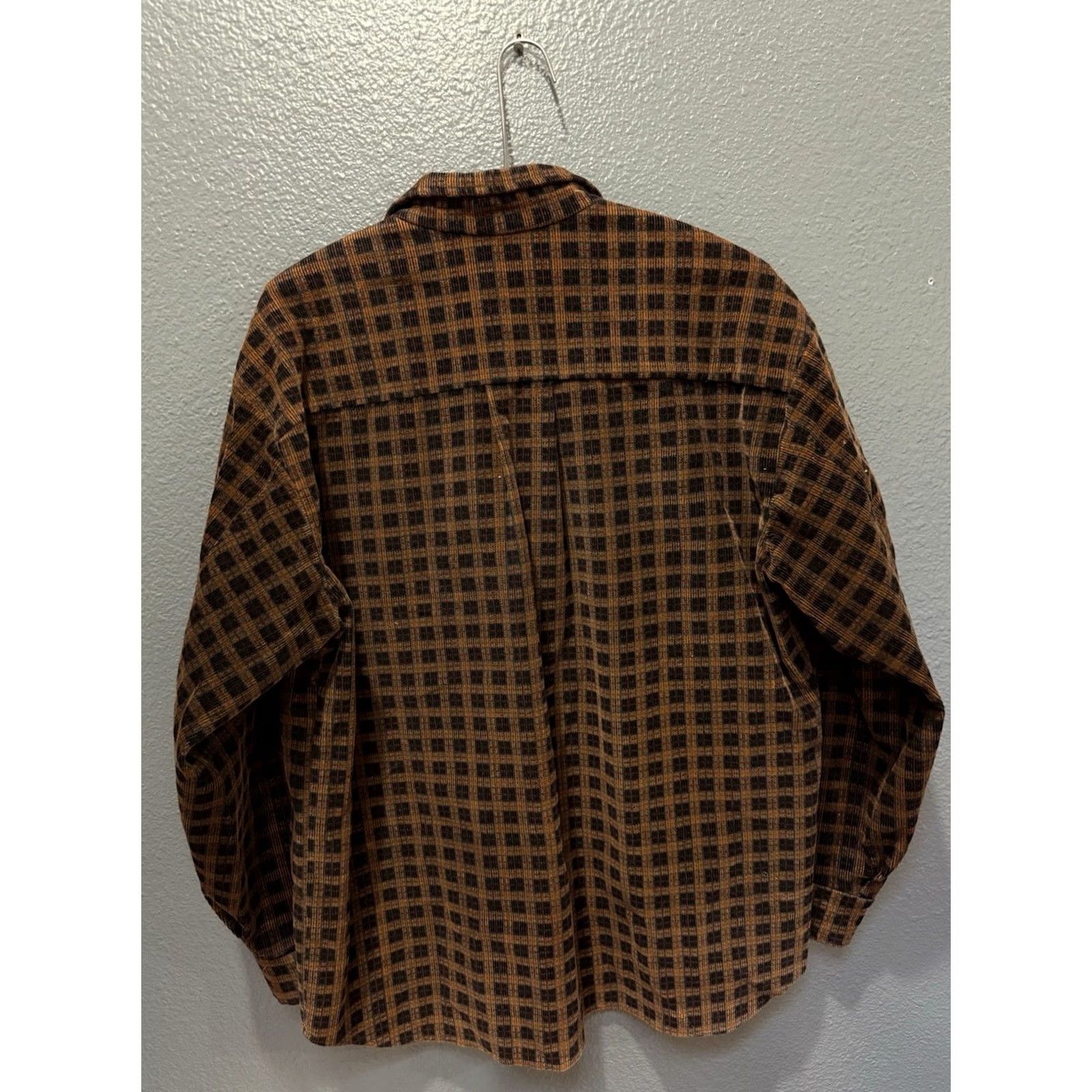 Vintage VINTAGE 90s Brown Corduroy Plaid Button-Up Shirt Men L Regular Long Sleeve Cotton Flannel 90s Mens Size US L / EU 52-54 / 3 - 4 Thumbnail