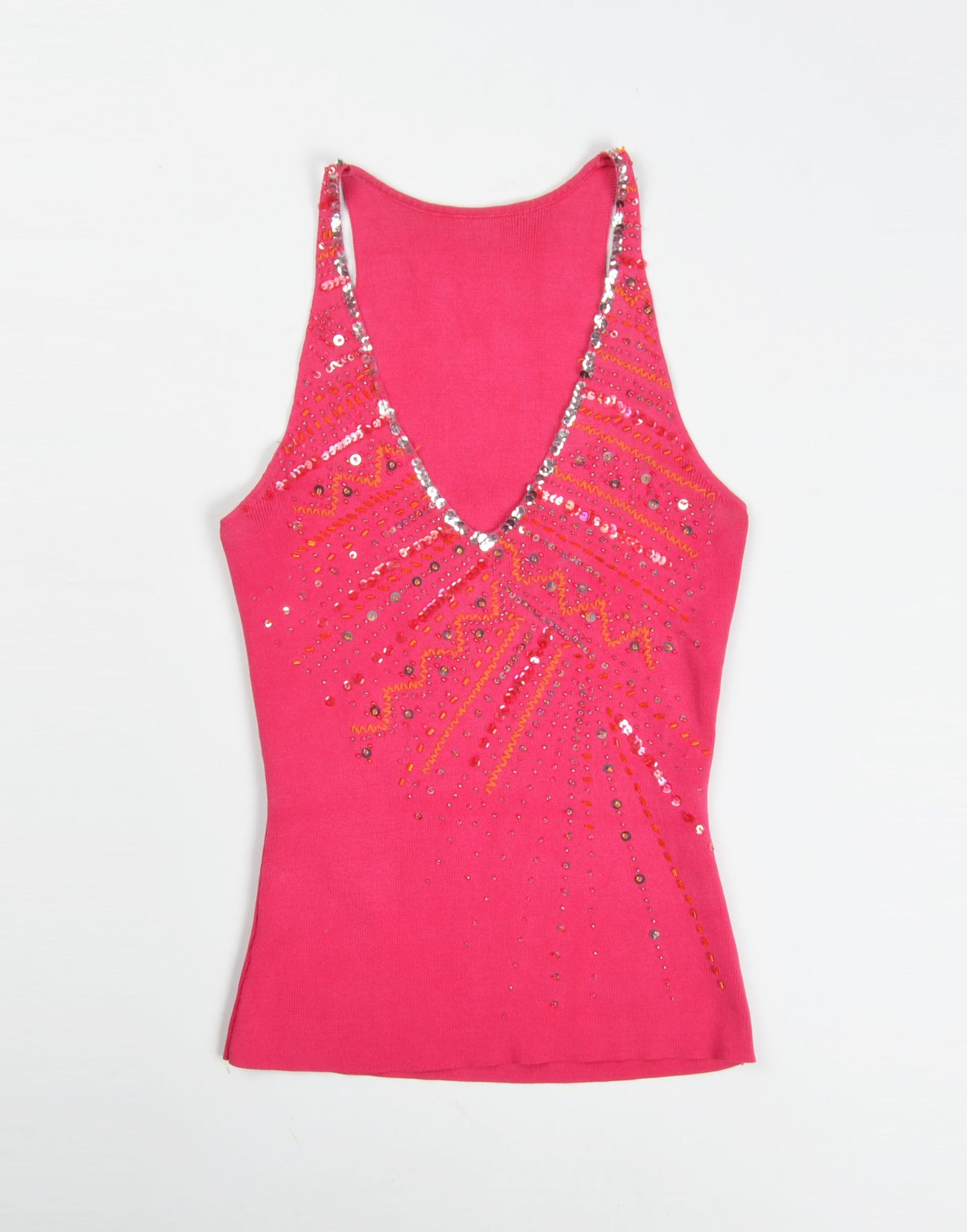 NEXT Vintage Next Y2K Glam Pink Beaded V-Neck Top Size S / US 4 / IT 40 - 3 Thumbnail