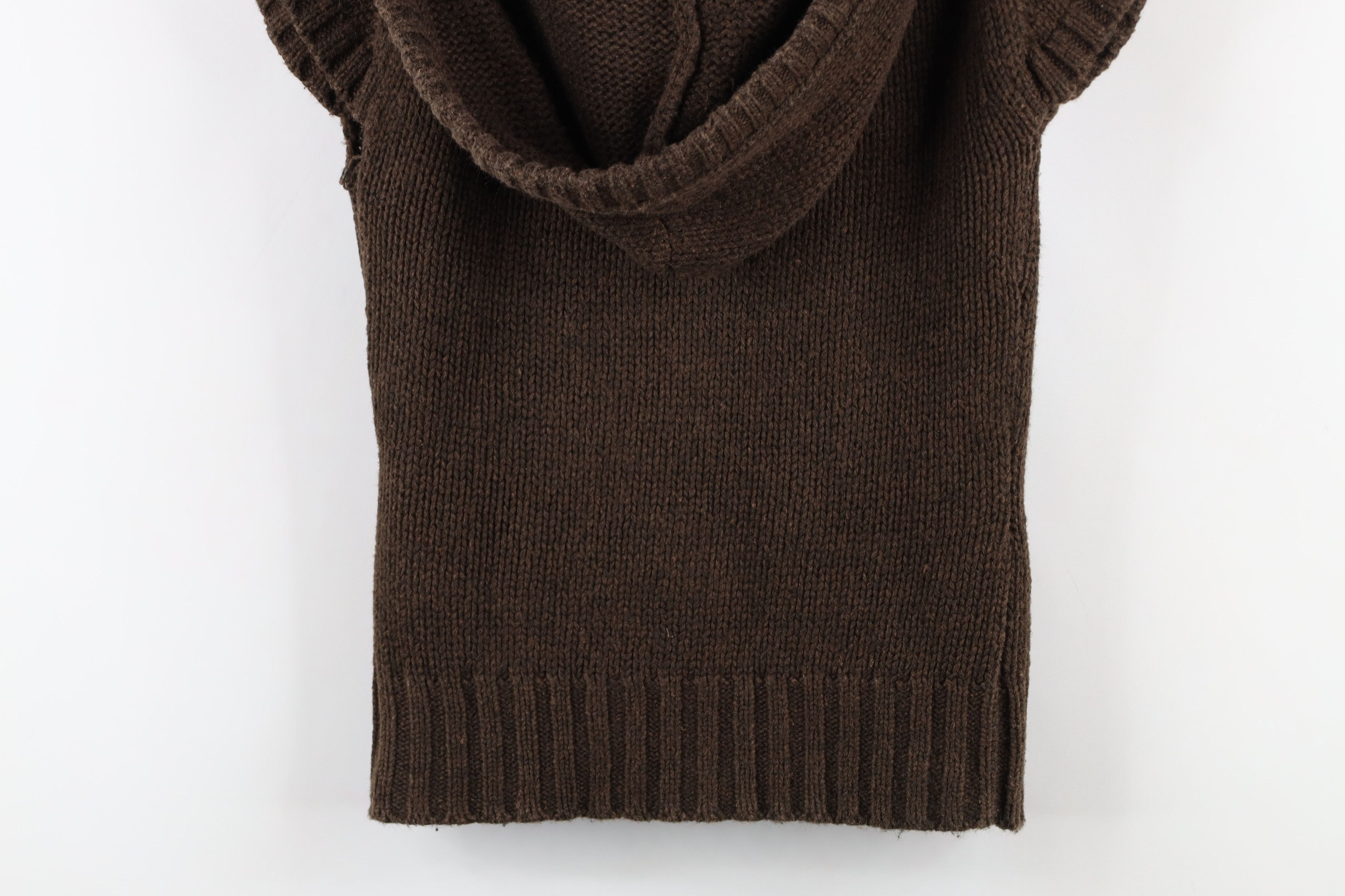 Vintage Vintage 90s Y2K Babydoll Cropped Hooded Knit Sweater Brown Size XS / US 0-2 / IT 36-38 - 13 Thumbnail