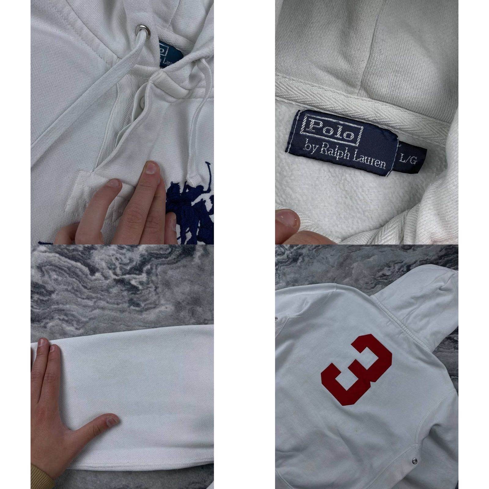 Polo Ralph Lauren VINTAGE Polo Ralph Lauren Hoodie 90s Double Big Pony LXVII Men Size L White Size US L / EU 52-54 / 3 - 8 Thumbnail